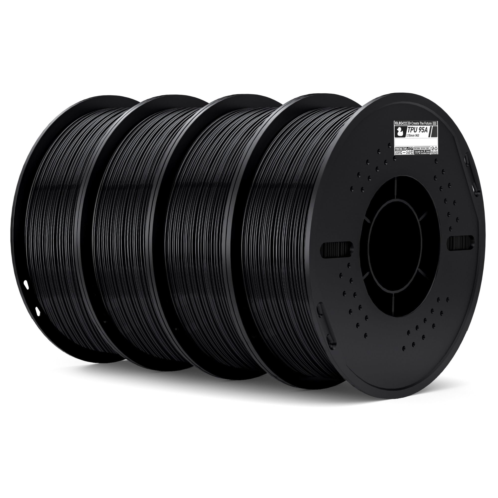 Elegoo TPU 95A Filamento 1.75mm Nero 4KG per Stampanti 3D