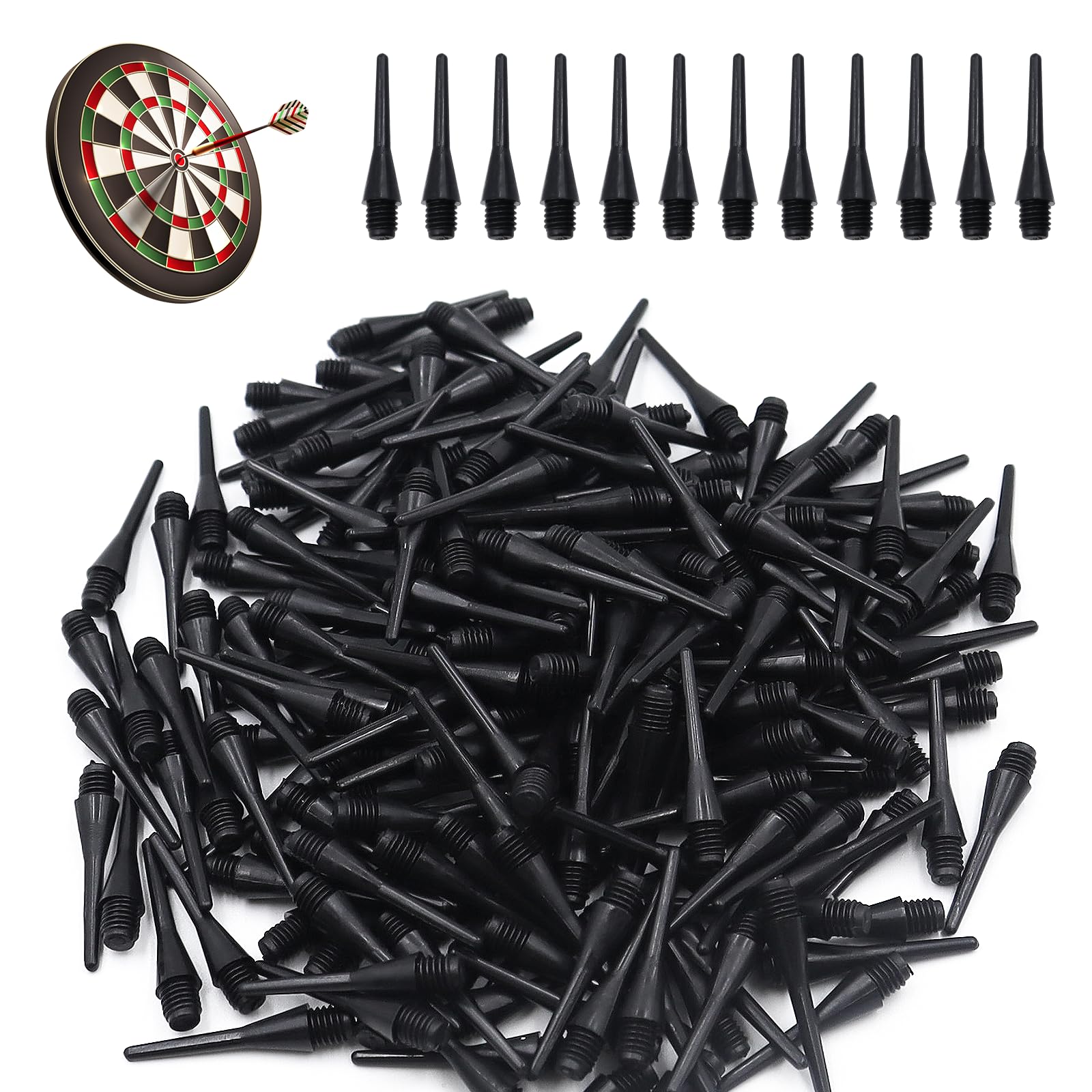 200 Pezzi Punte Freccette Plastica Freccette Punta Plastica Freccette Darts Freccette Professionali Punta Plastica per Bersaglio Elettronico Punta di Ricambio Freccette (Nero)