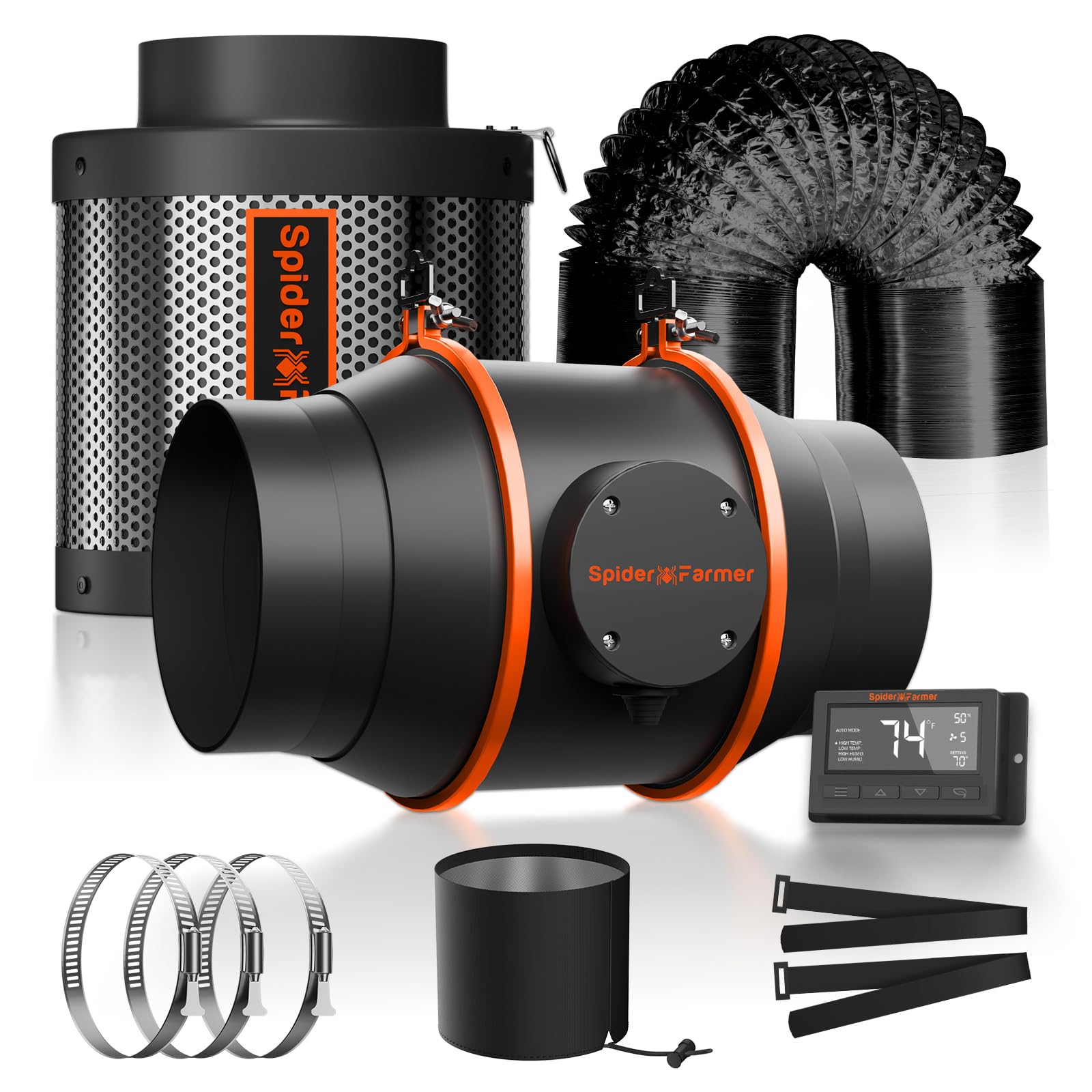 SPIDER FARMER Kit Canalizzazione Filtro Carbone 6 Pollici