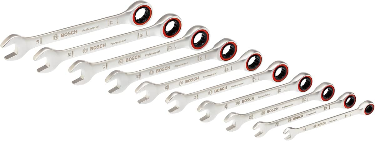 Bosch Professional Set 10 Chiavi a Cricchetto