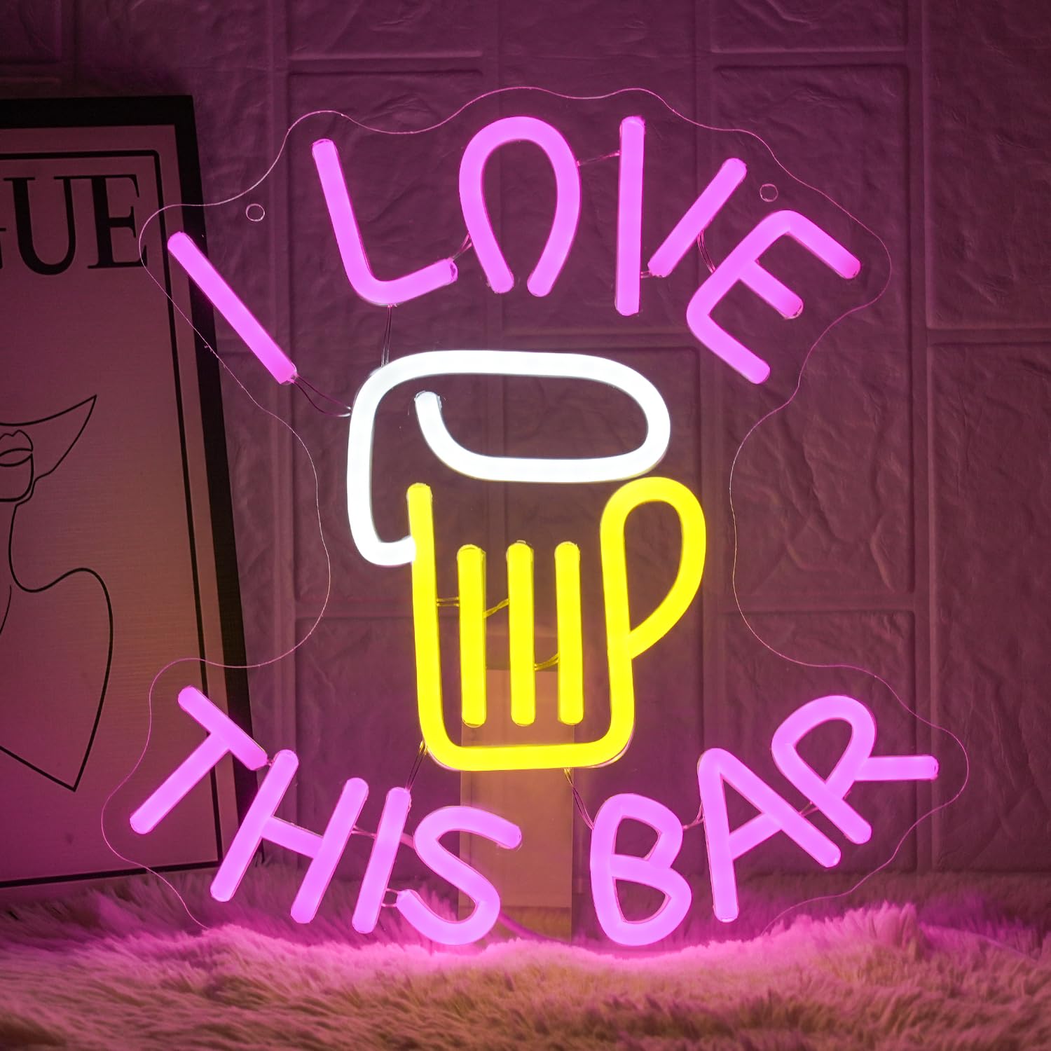 LMSIGNLY I Love This Bar Neon Targa per decorazione da parete