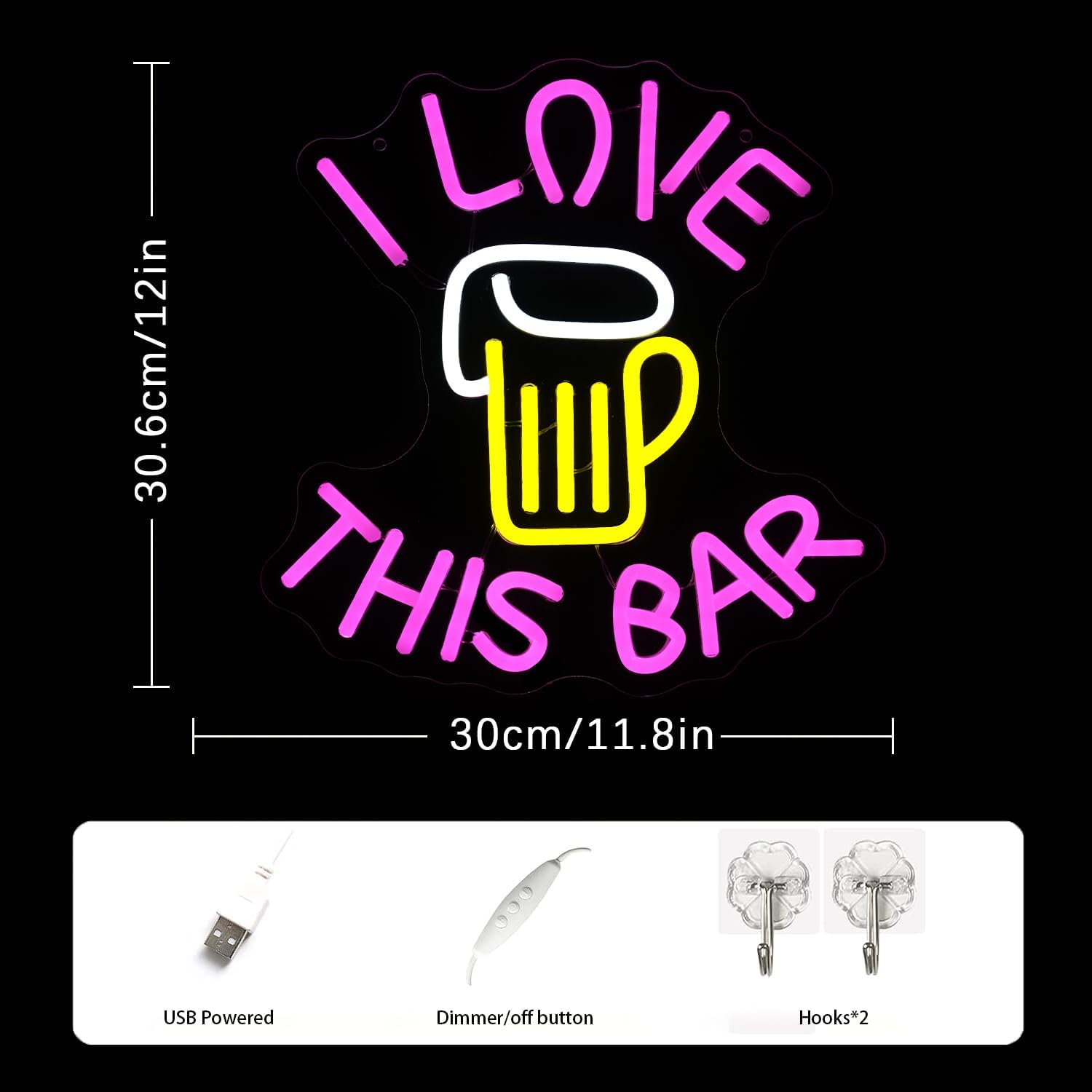 LMSIGNLY I Love This Bar Neon Targa per decorazione da parete - immagine 2