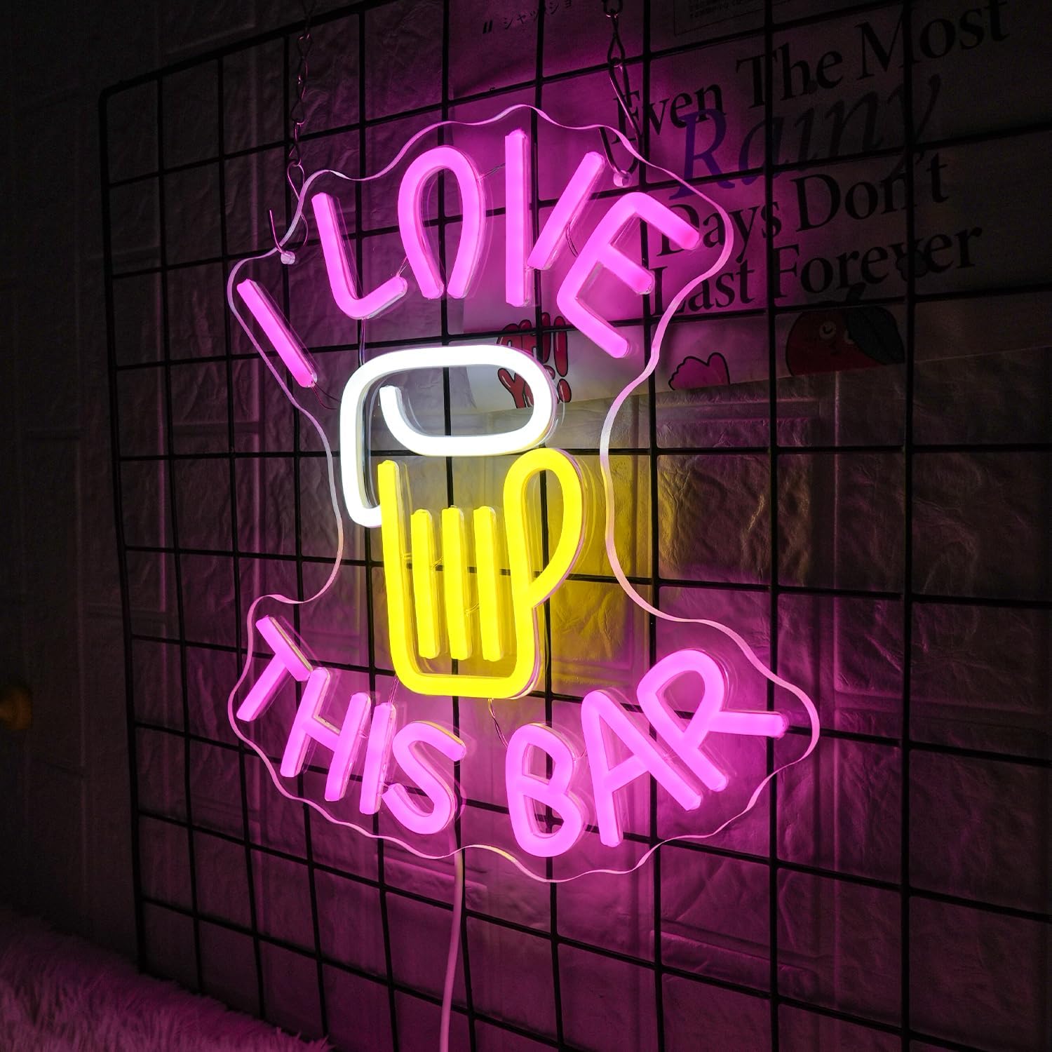LMSIGNLY I Love This Bar Neon Targa per decorazione da parete - immagine 5
