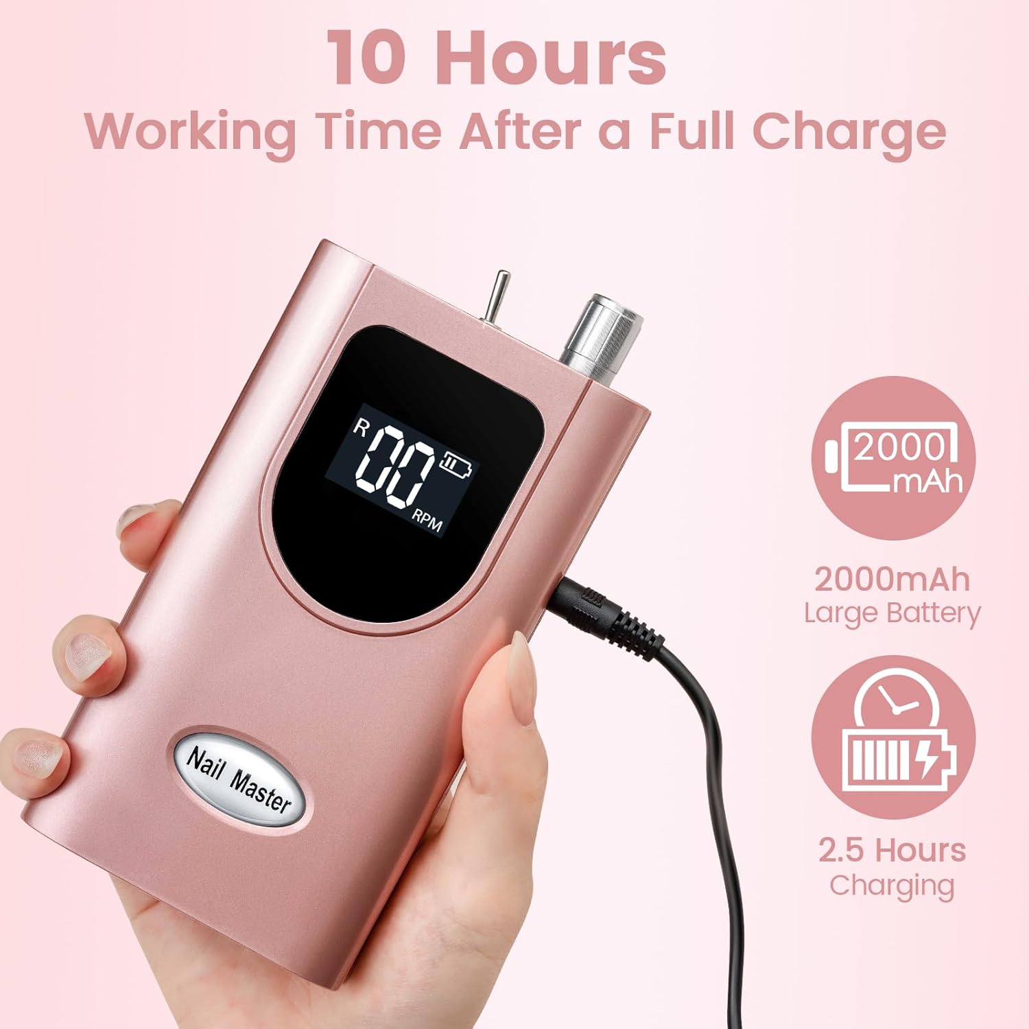 Delanie Fresa per Unghie Professionale 35000 Giri, Rosa - immagine 5