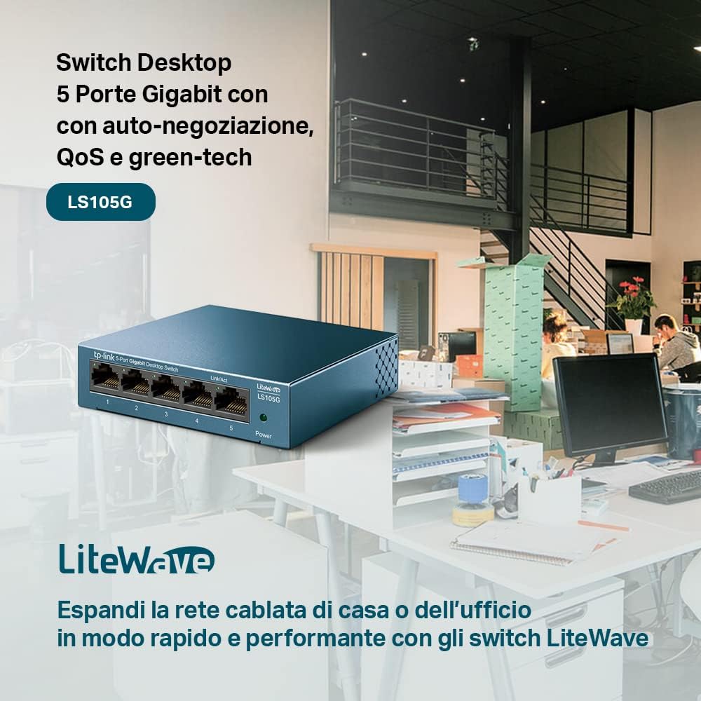 Tp-link LS105G Switch Ethernet 5 Porte Gigabit, Blu - immagine 2