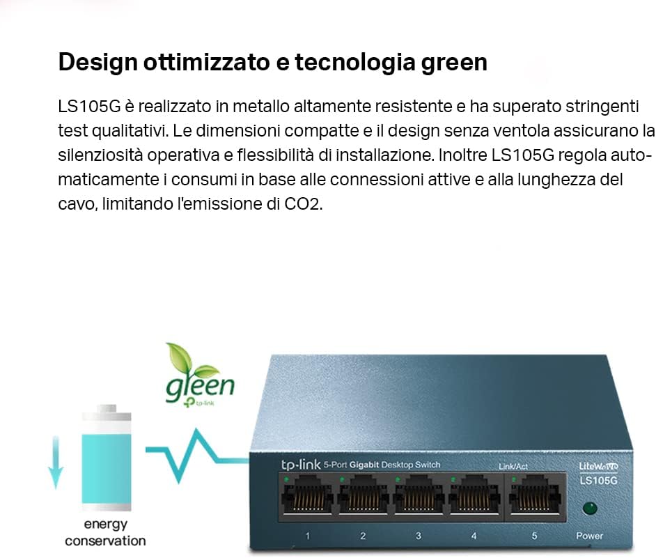 Tp-link LS105G Switch Ethernet 5 Porte Gigabit, Blu - immagine 6
