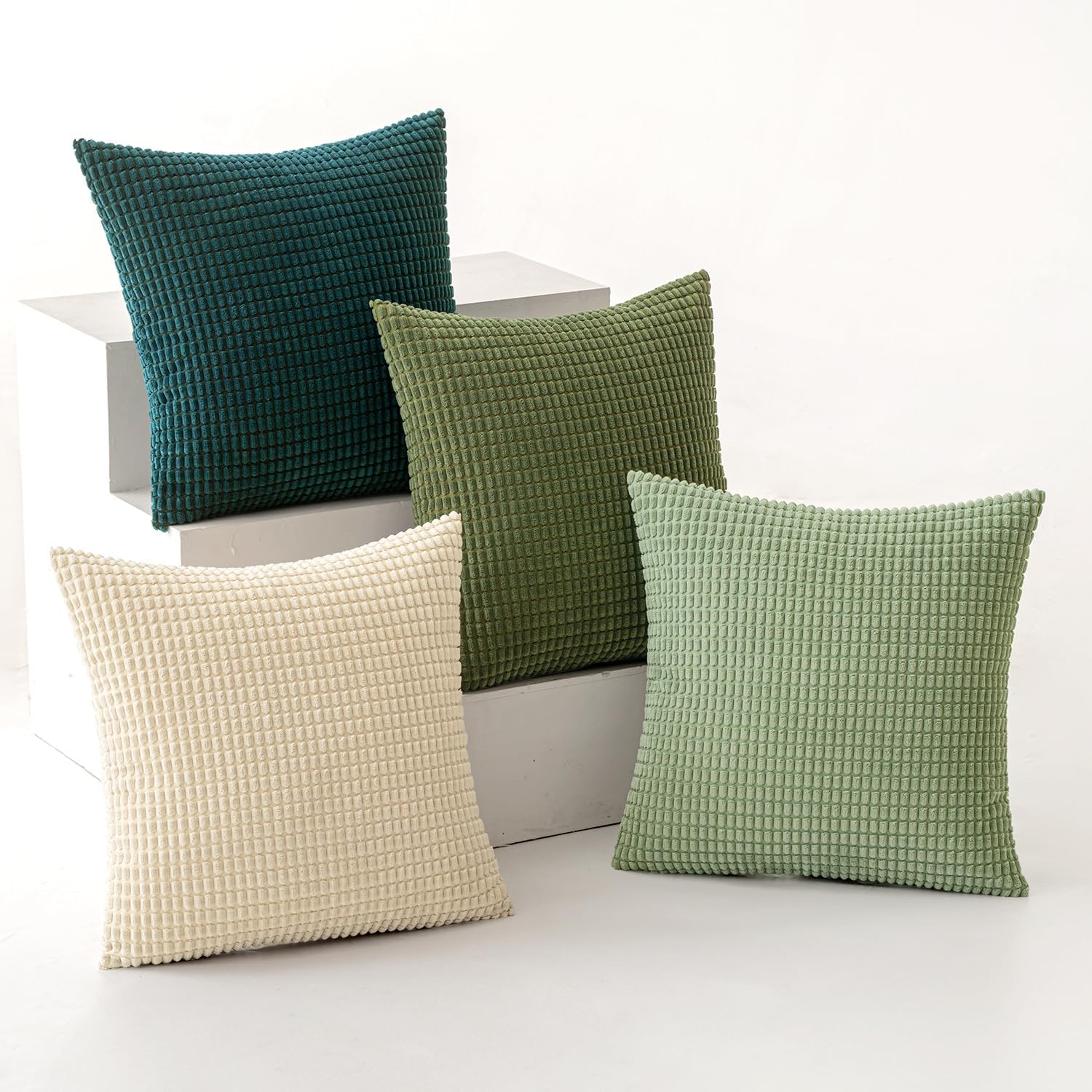 MIULEE Federe Cuscini Decorativi 4 Pz 50x50 cm, Verde Chiaro - immagine 5