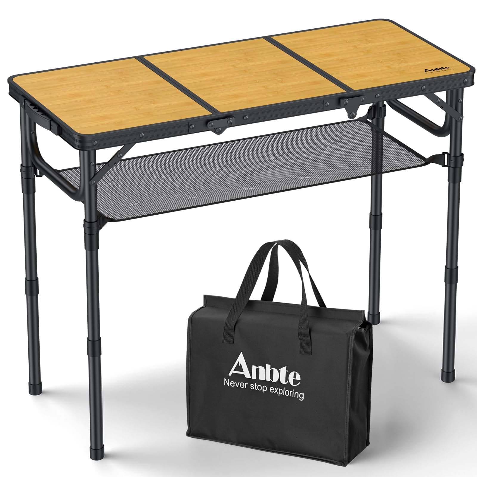 Anbte Tavolo Pieghevole da Campeggio 87x40cm Effetto Legno