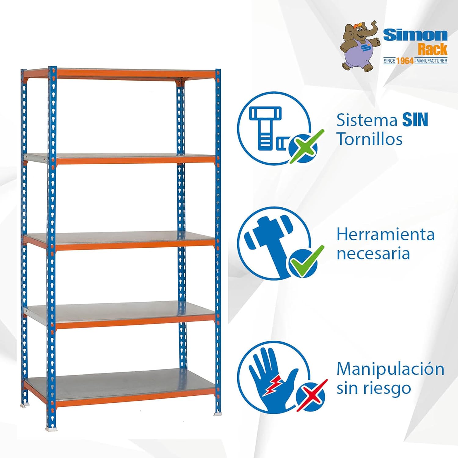 Simon Rack Simonclick - Scaffale Metallo Garage 2000x1000x500mm - immagine 5