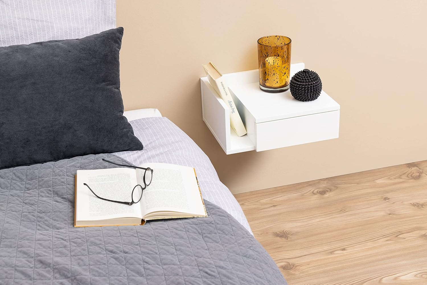 Ac Design Furniture Fia - Comodino con Cassetto, Bianco - immagine 2