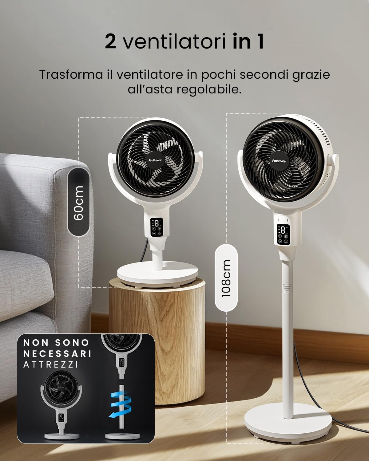 Pro Breeze AirFlo Ventilatore a Piantana Pieghevole 29dB - immagine 4