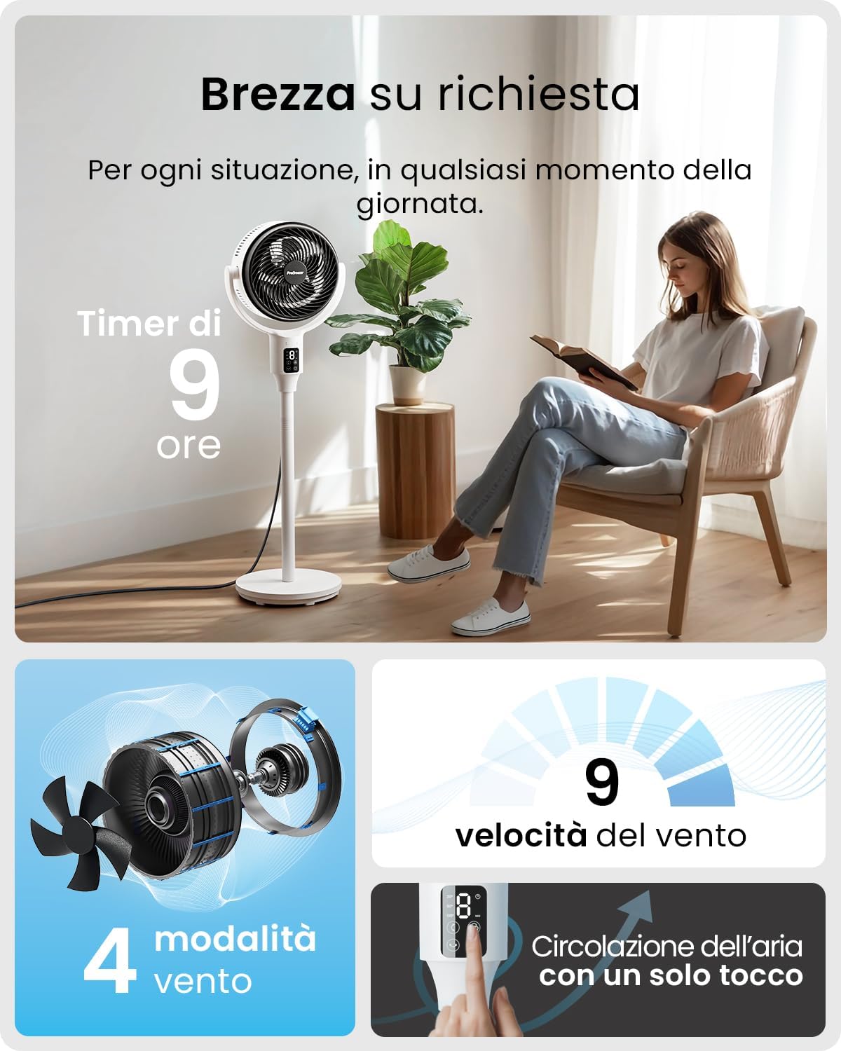Pro Breeze AirFlo Ventilatore a Piantana Pieghevole 29dB - immagine 8