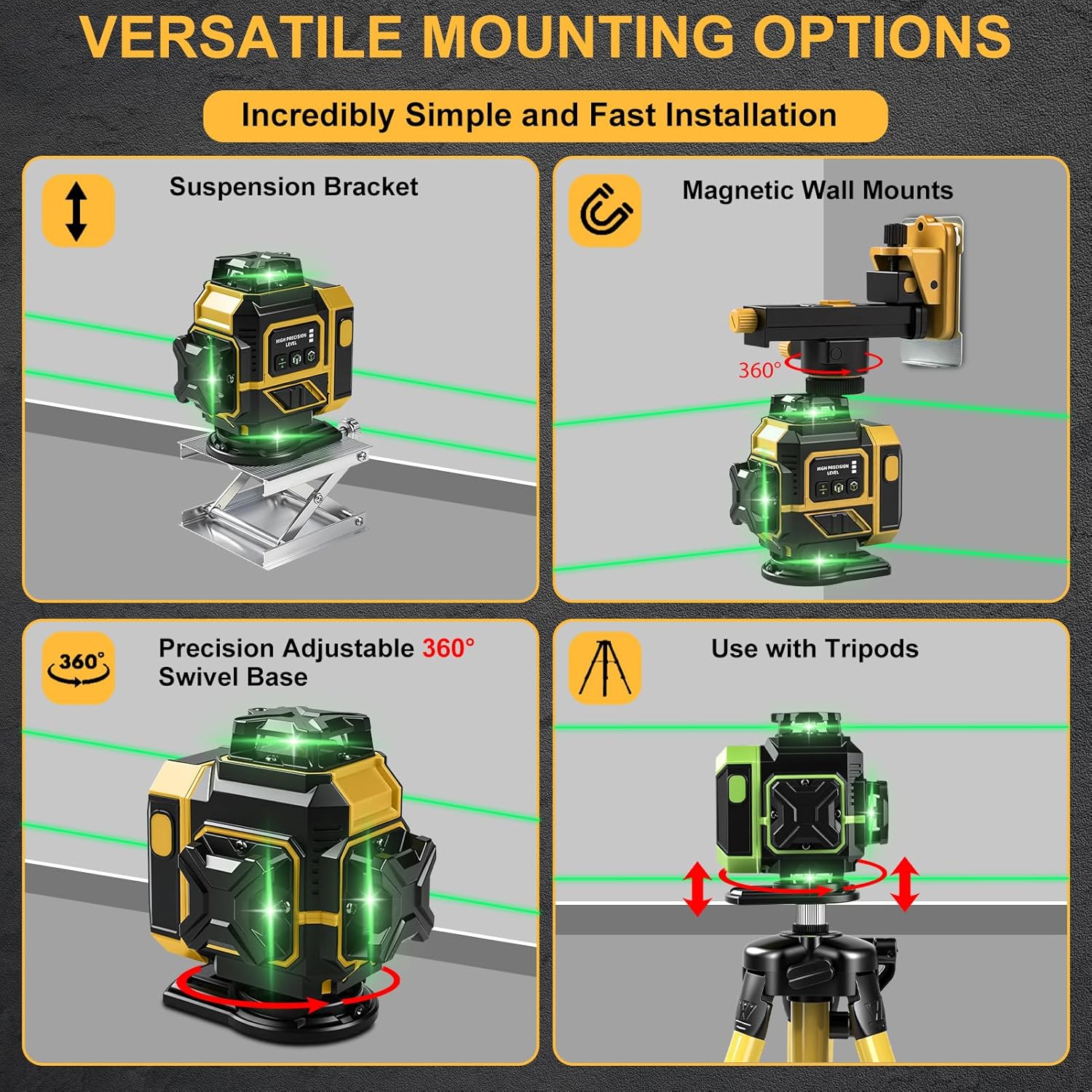 Livella Laser Autolivellante 4D 16 Linee Verde - immagine 3