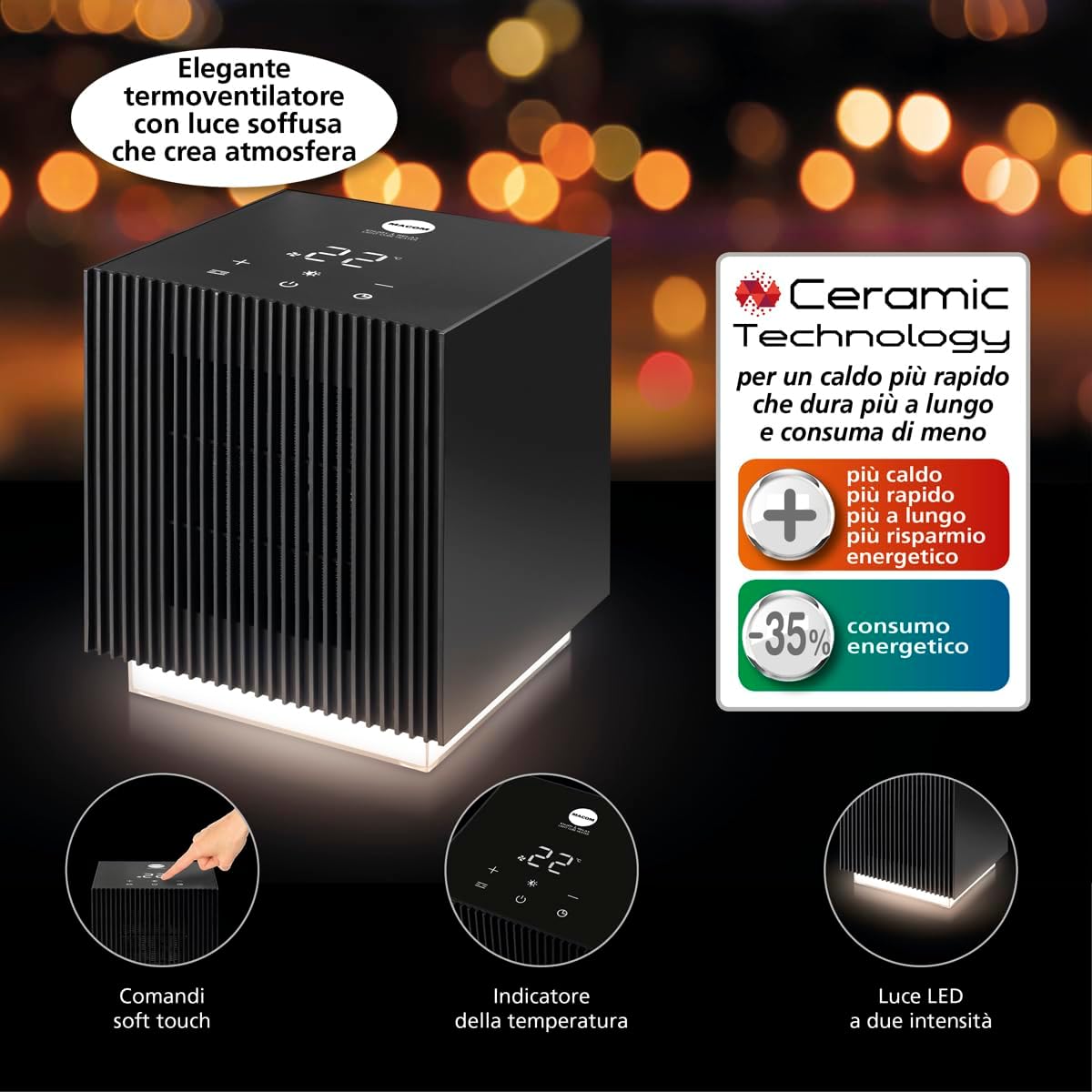MACOM 931 Enjoy & Relax Light Cube Heater Termoventilatore Ceramico - immagine 5