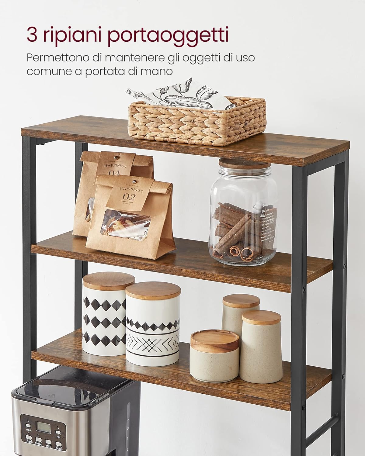 Vasagle Scaffale Cucina Industriale 6 Ripiani, Marrone - immagine 6