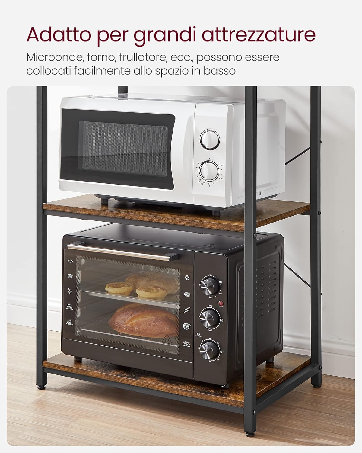 Vasagle Scaffale Cucina Industriale 6 Ripiani, Marrone - immagine 8