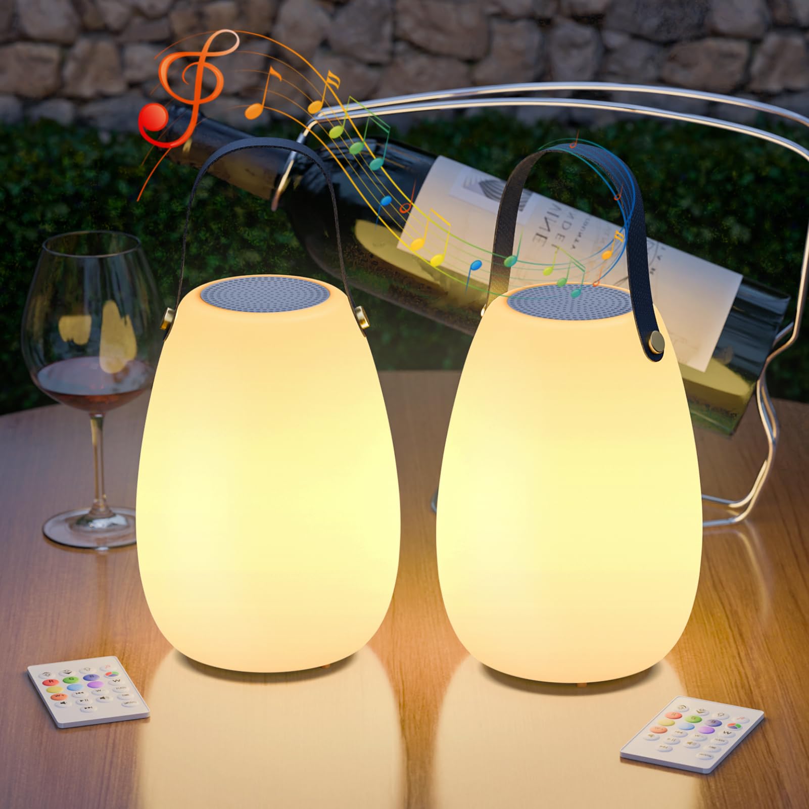 Malux - Set 2 Lampade da Tavolo Esterno con Altoparlante