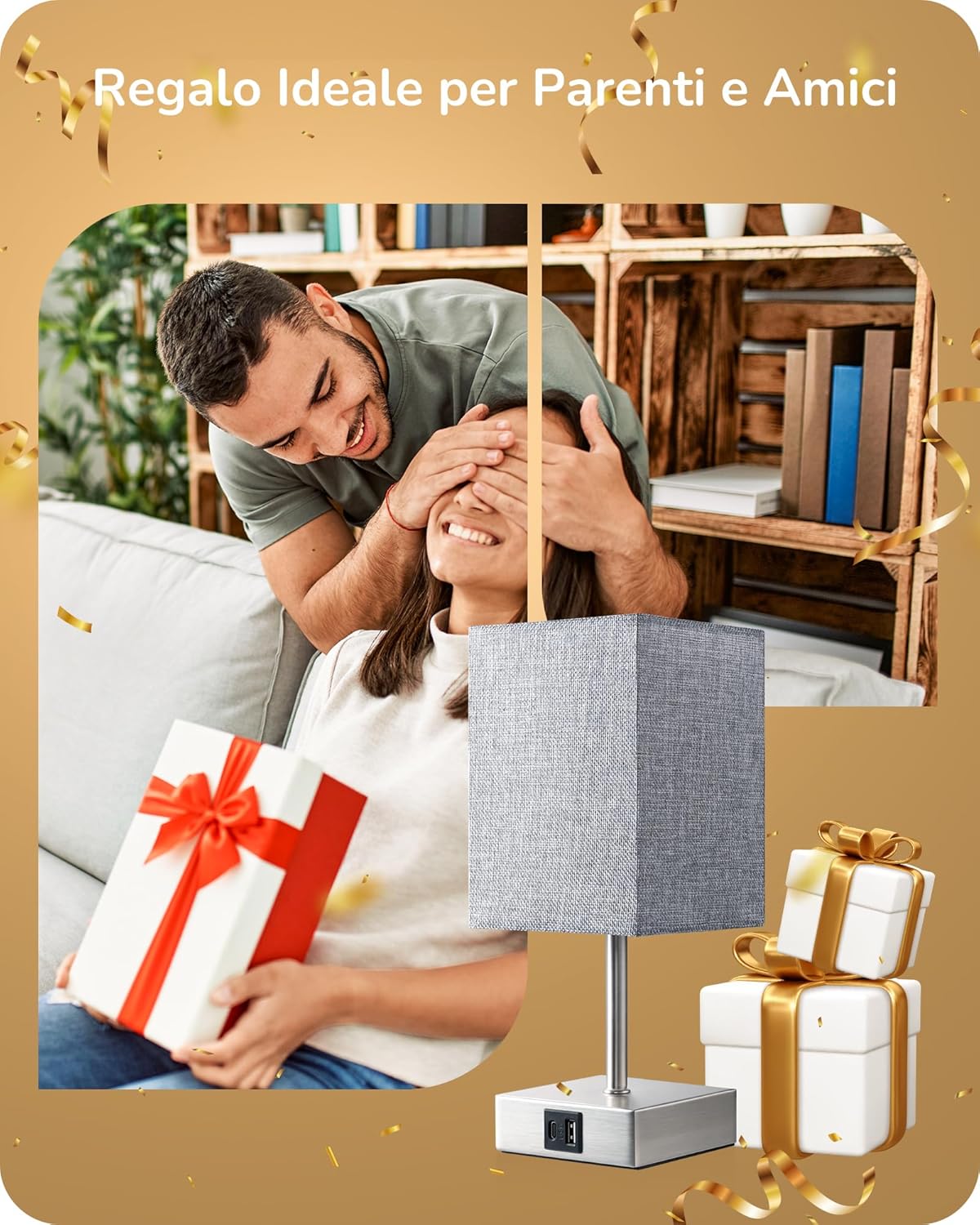 Edishine Lampade da Comodino Touch (Set 2), Grigio - immagine 7