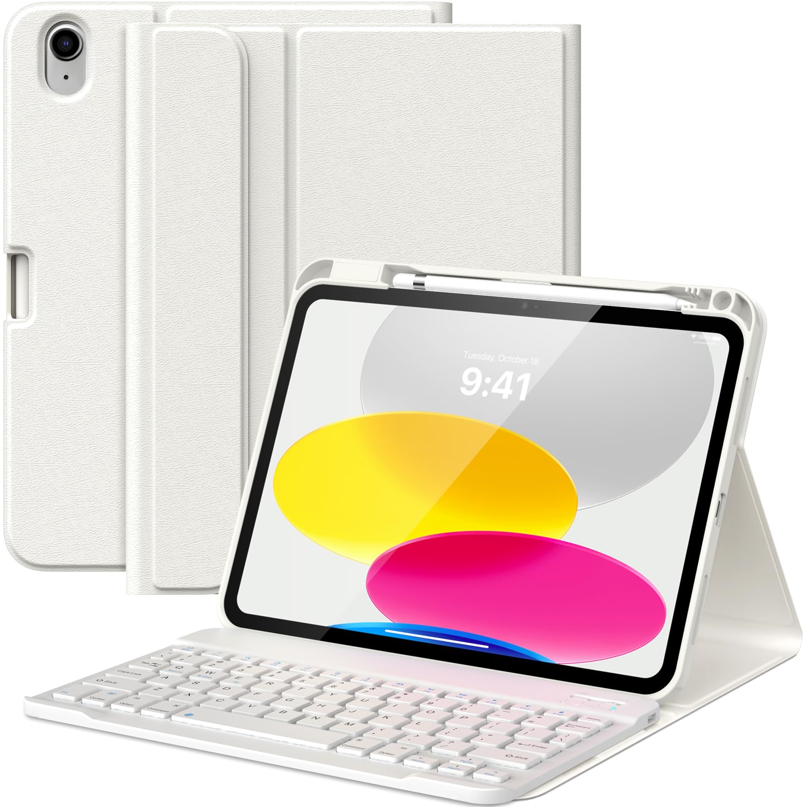 Moko Custodia con Tastiera per iPad 11a Gen 11 Pollici 2025, Bianco