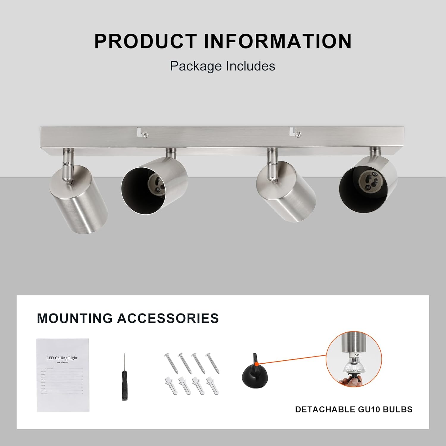 Ketom Faretti da Soffitto Orientabili GU10 Nickel Matte - immagine 5