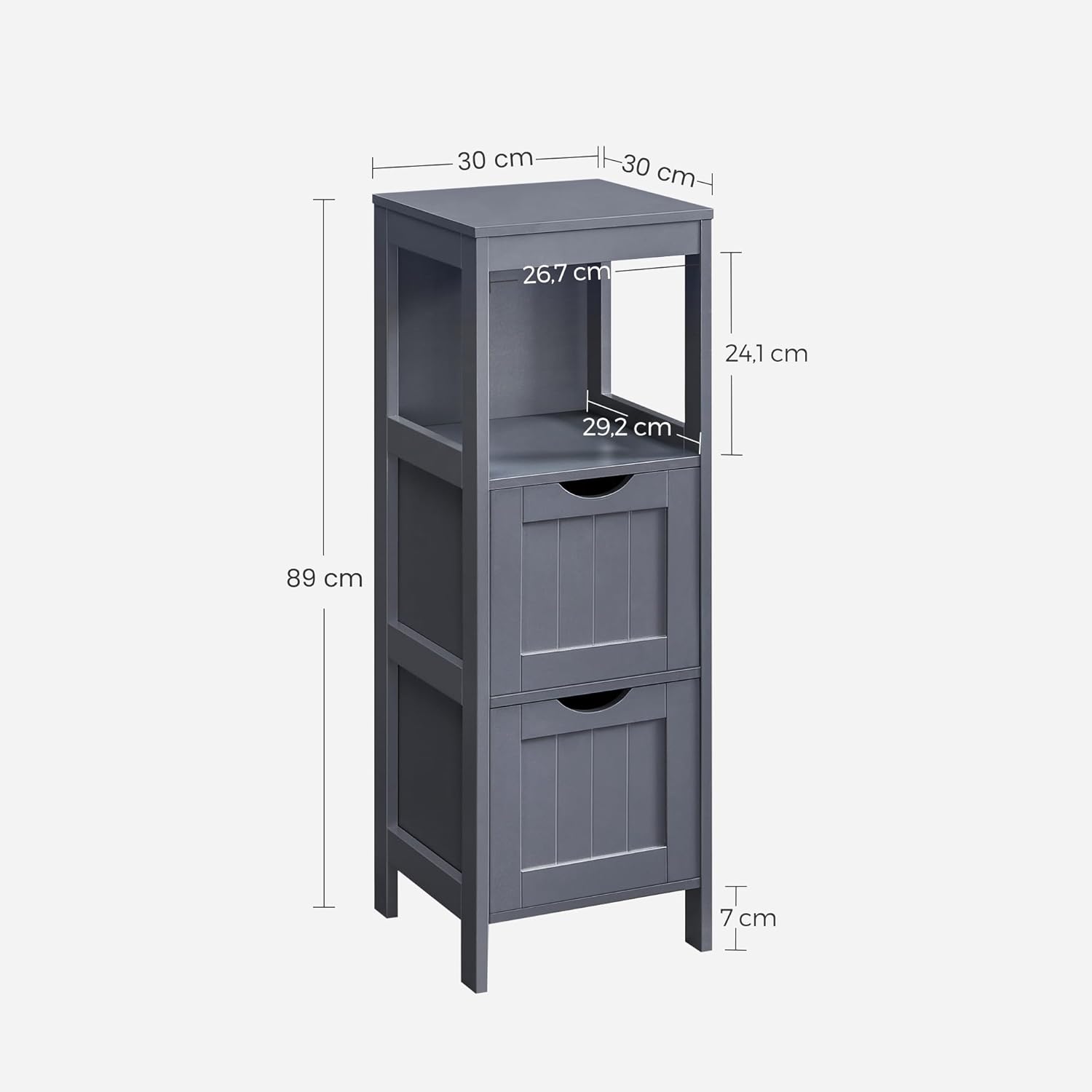 Vasagle Mobile 2 Cassetti con Ripiano Aperto, Grigio Ardesia - immagine 3