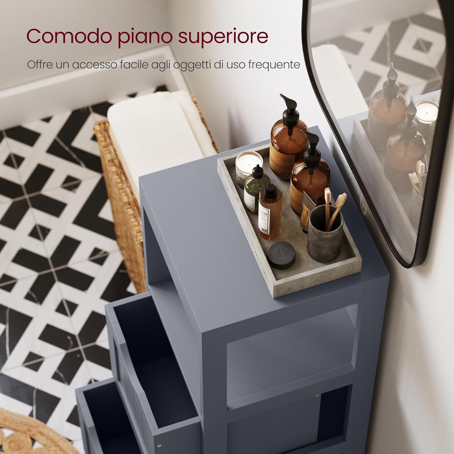 Vasagle Mobile 2 Cassetti con Ripiano Aperto, Grigio Ardesia - immagine 5