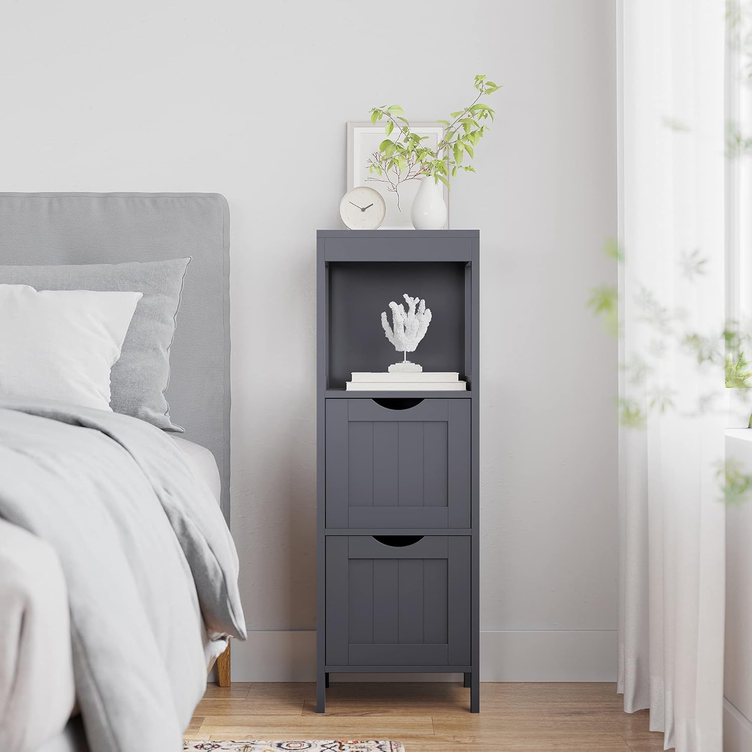 Vasagle Mobile 2 Cassetti con Ripiano Aperto, Grigio Ardesia - immagine 6