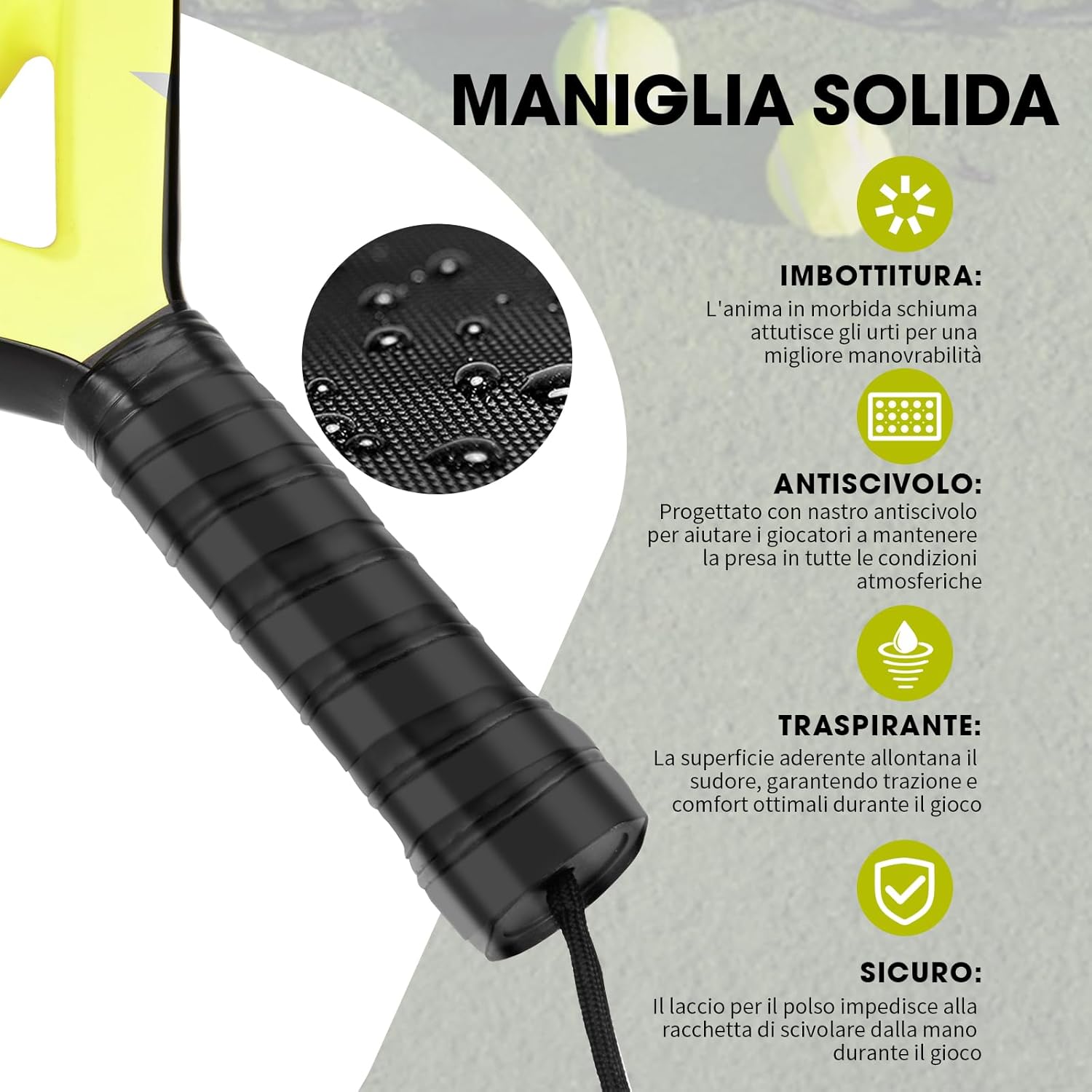 Boosteady Racchetta Padel Fibra di Vetro e Carbonio - immagine 5