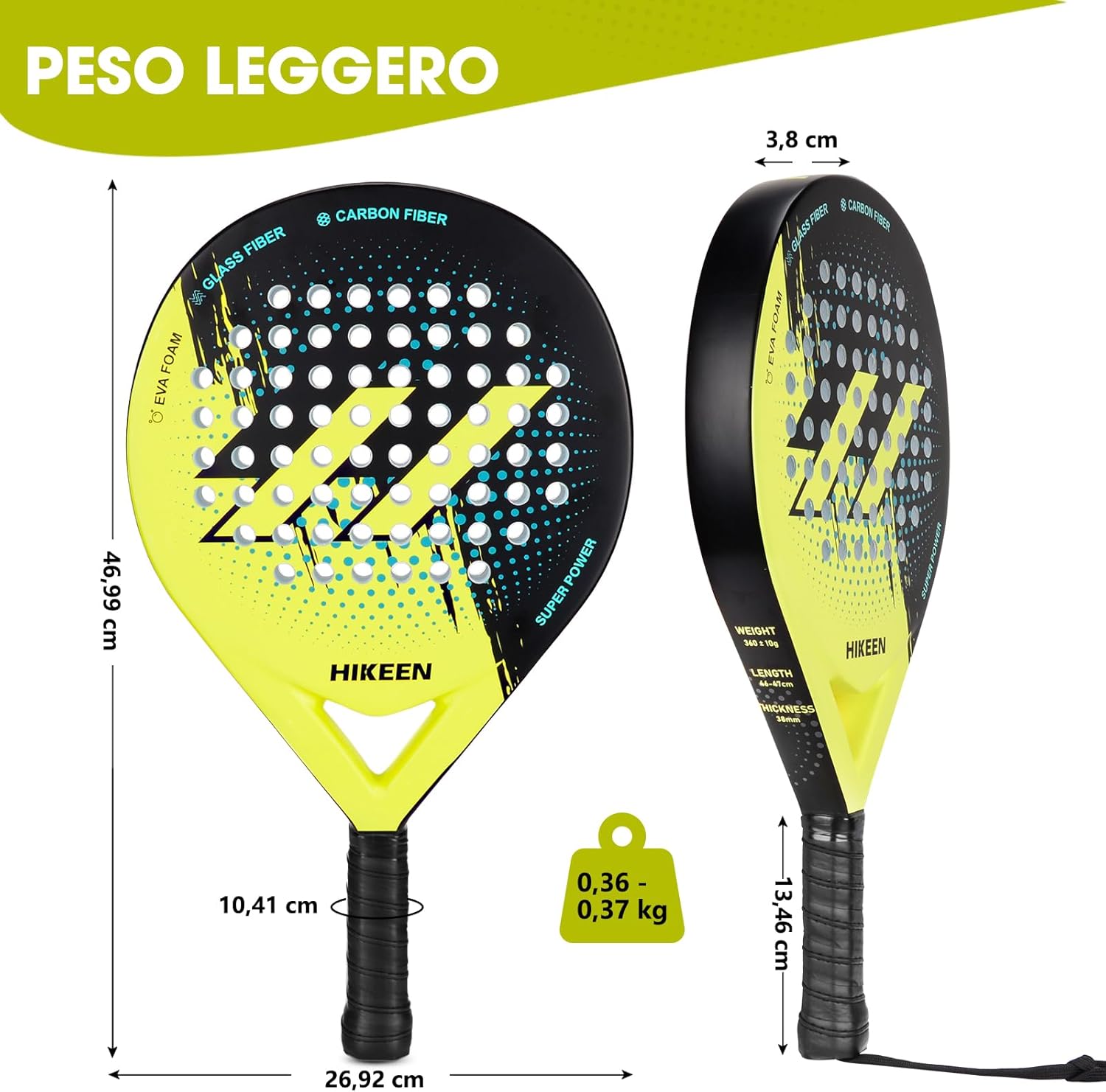 Boosteady Racchetta Padel Fibra di Vetro e Carbonio - immagine 6