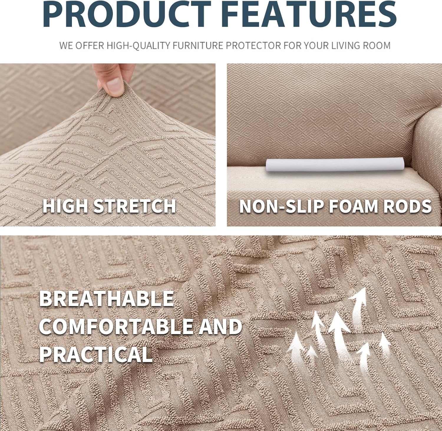 Ystyle Copridivano 3 Posti Super Elasticizzato, Cachi - immagine 4