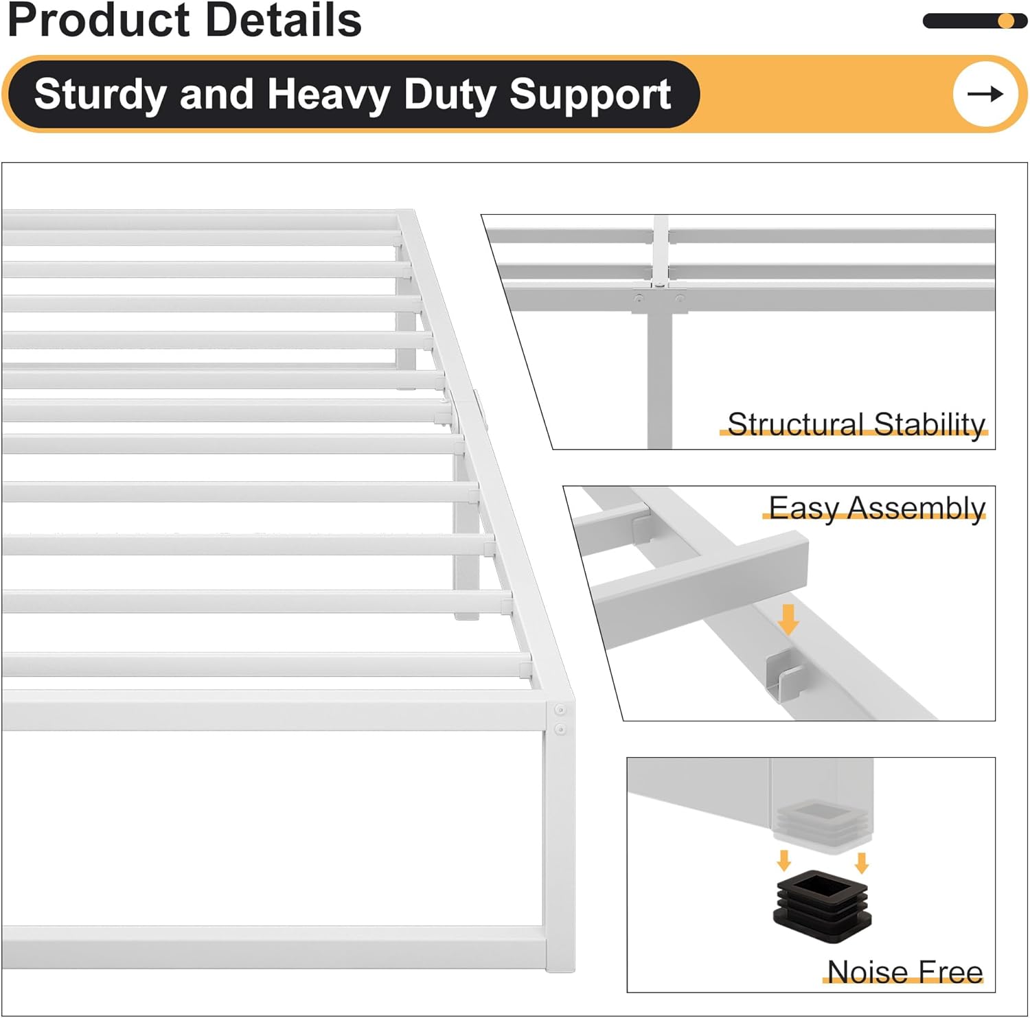 Struttura Letto Matrimoniale 180x200 cm, Bianca - immagine 4