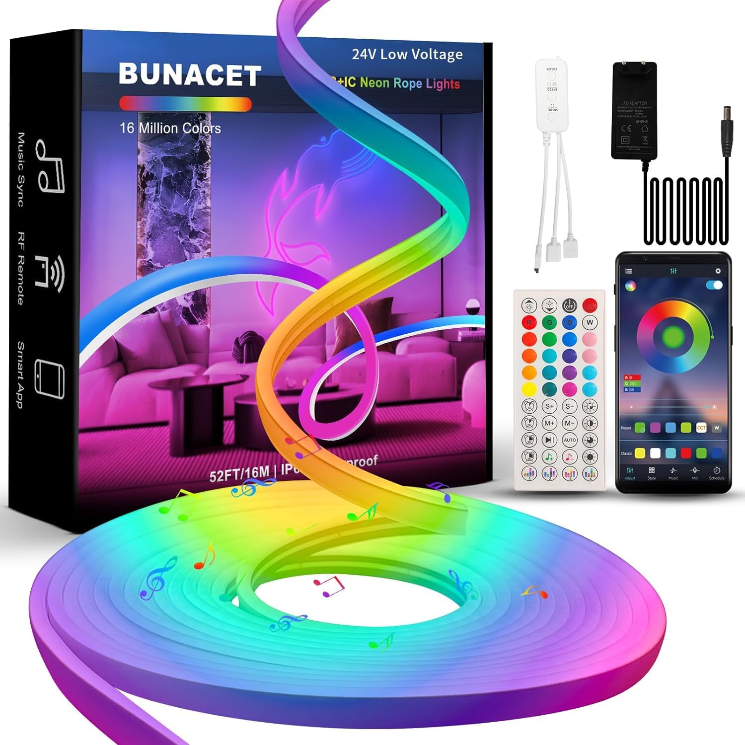 Bunacet RGB+IC Neon Striscia LED 16M 24V
