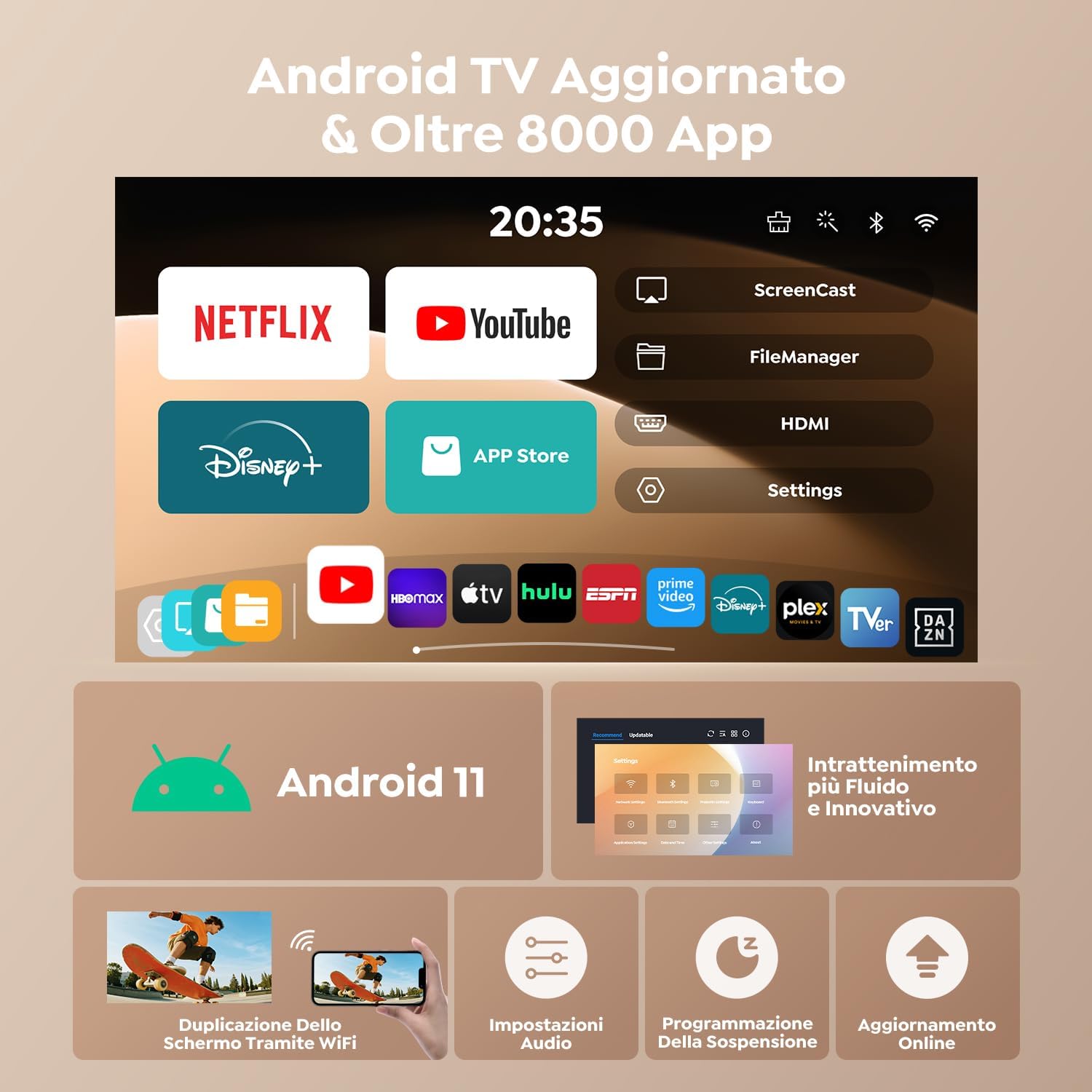 [Android 13] Proiettore WIFI6 Portatile Bluetooth 5.4 - immagine 2