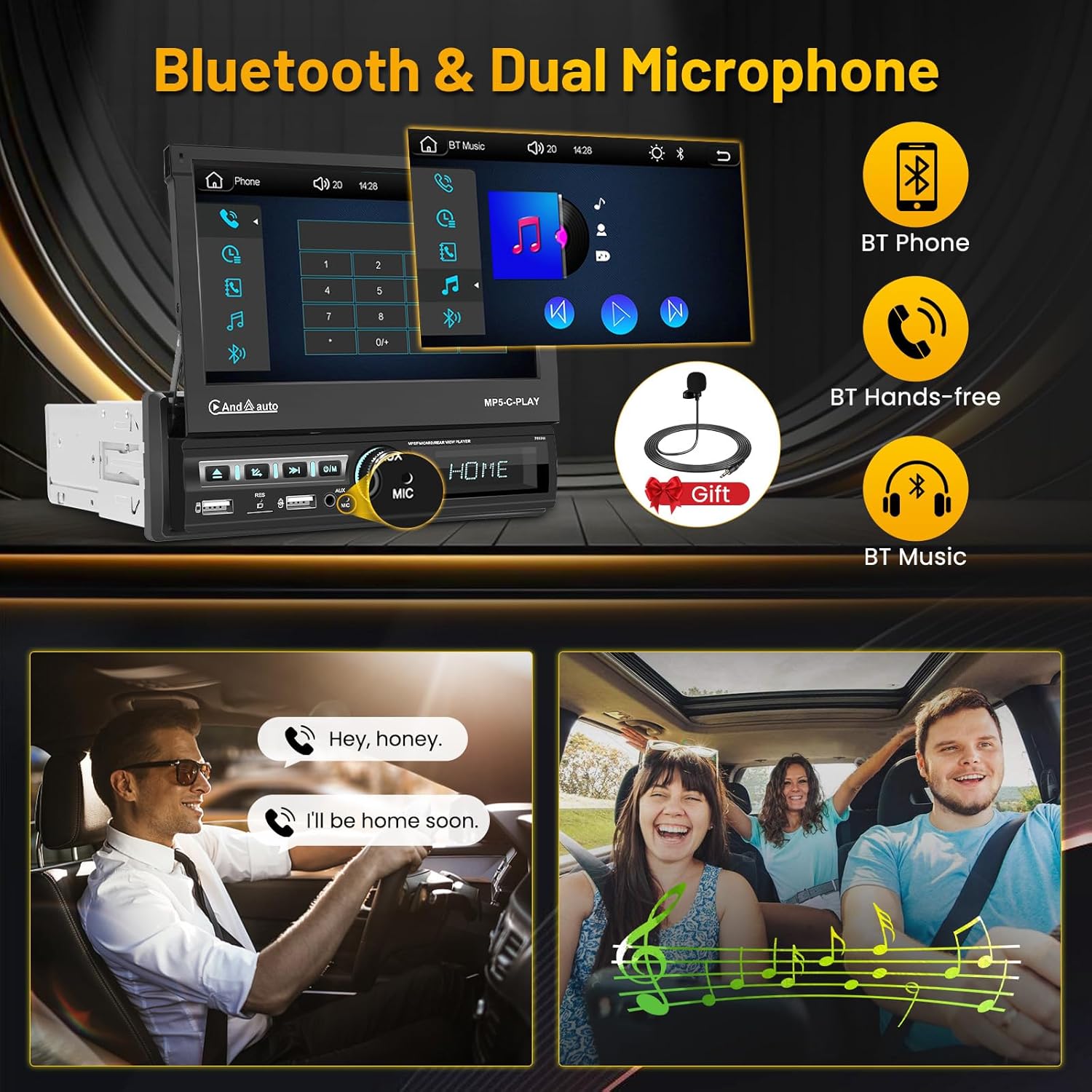 Hikity 1 Din Autoradio Wireless Carplay Android Auto - immagine 4