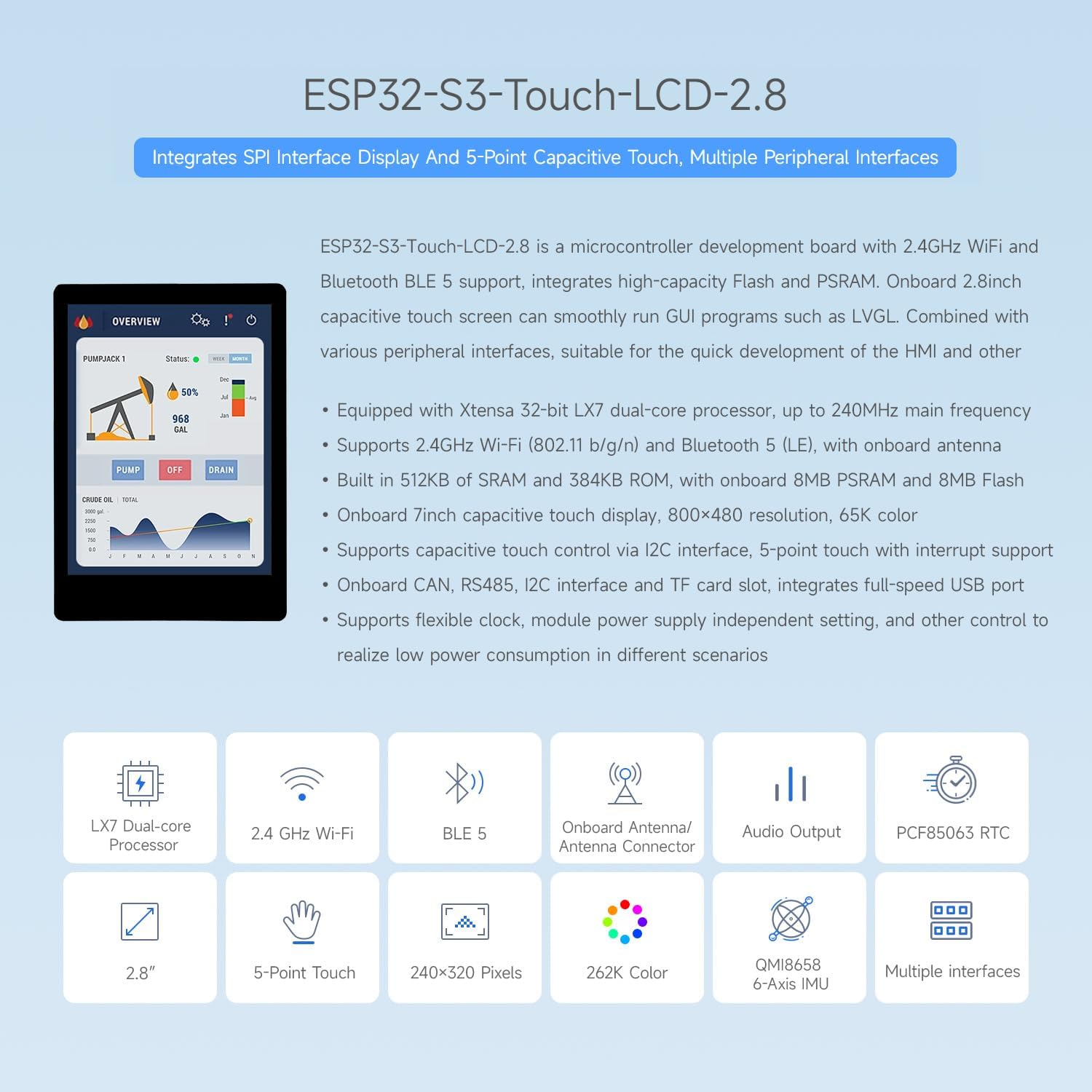Waveshare ESP32-S3 - Display Touch Capacitivo 2.8inch - immagine 3