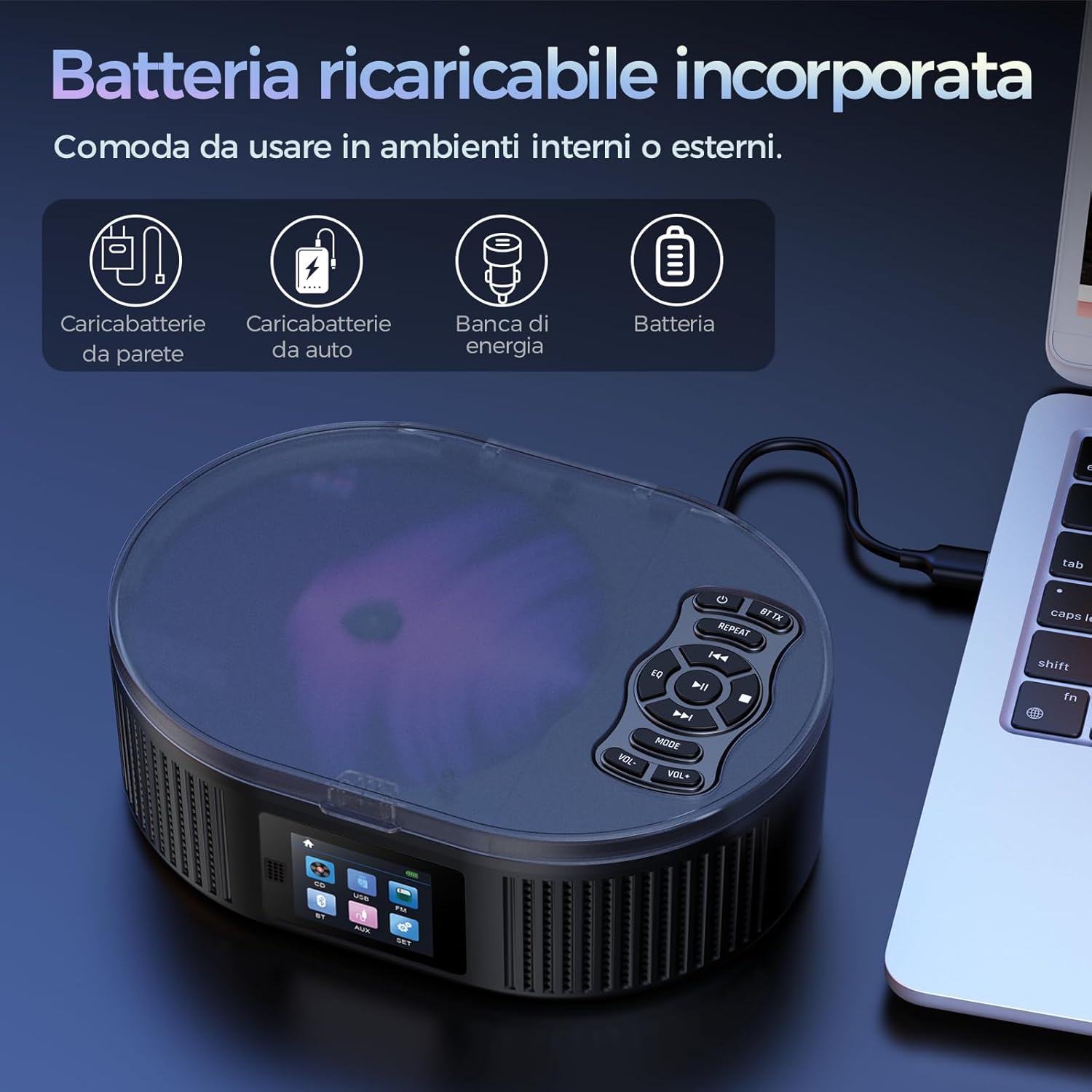 Desobry Lettore CD Portatile 2025 con Bluetooth - immagine 6