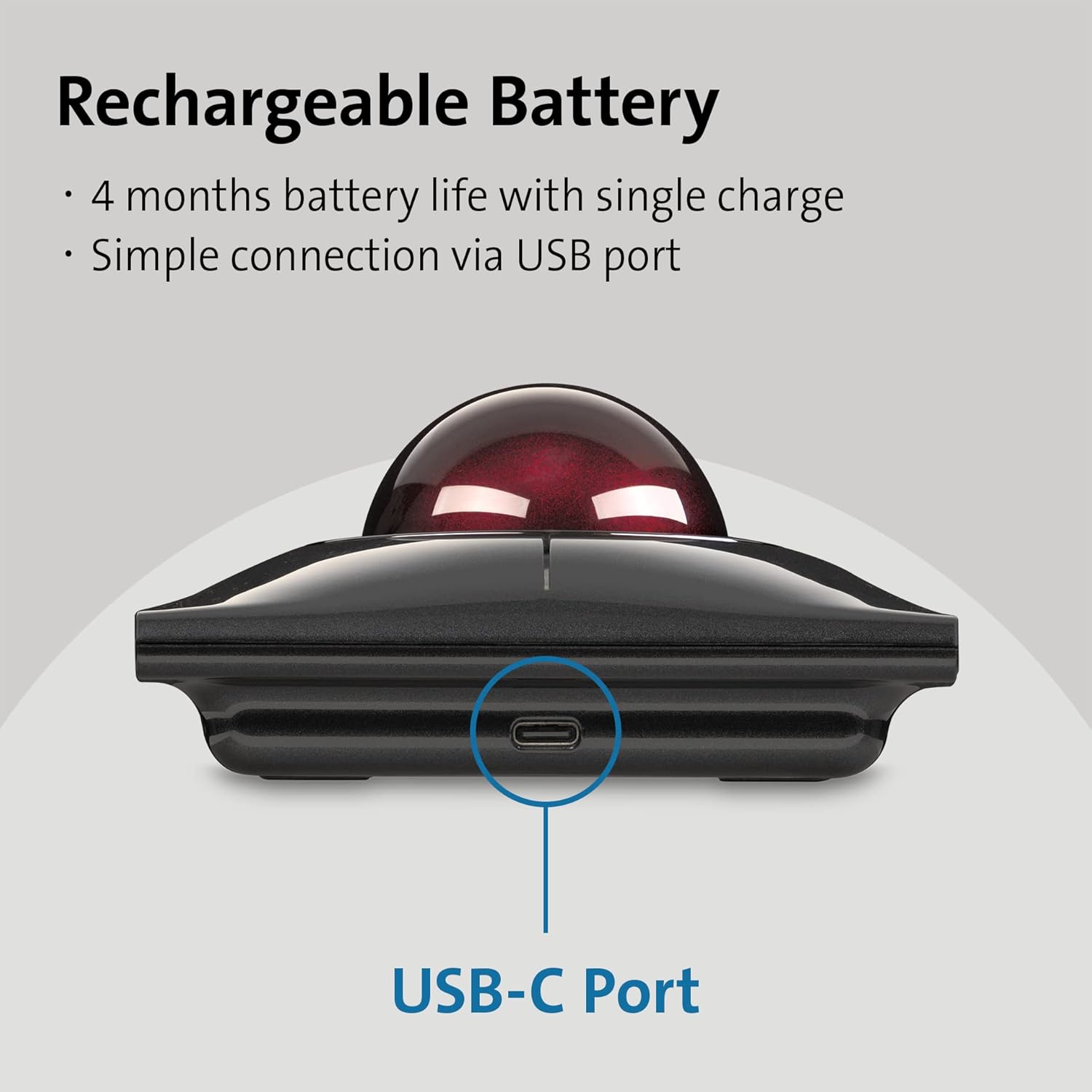 Kensington Mouse Trackball SlimBlade Pro Wireless, Nero/Rosso - immagine 3