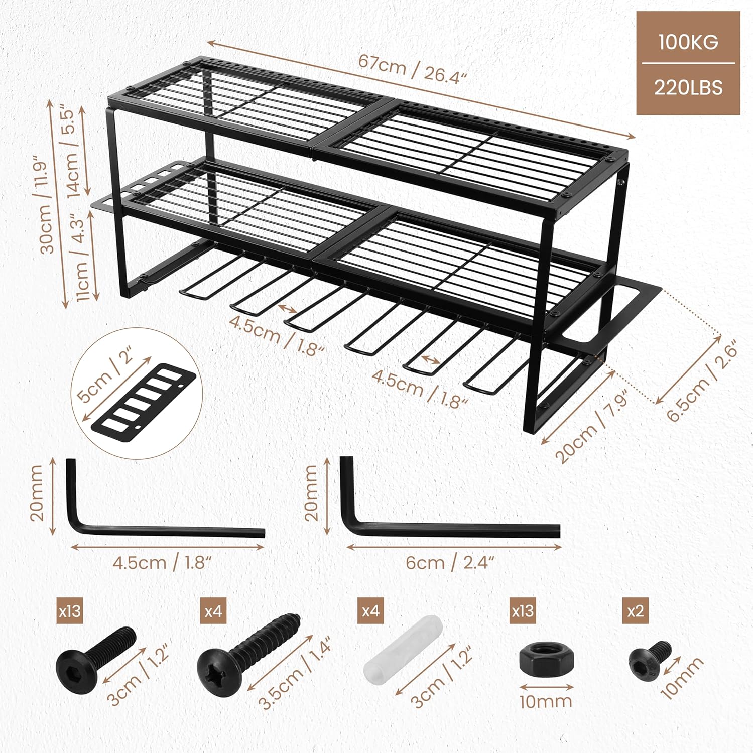 BELLE VOUS Scaffale da Parete in Metallo, Nero - immagine 4