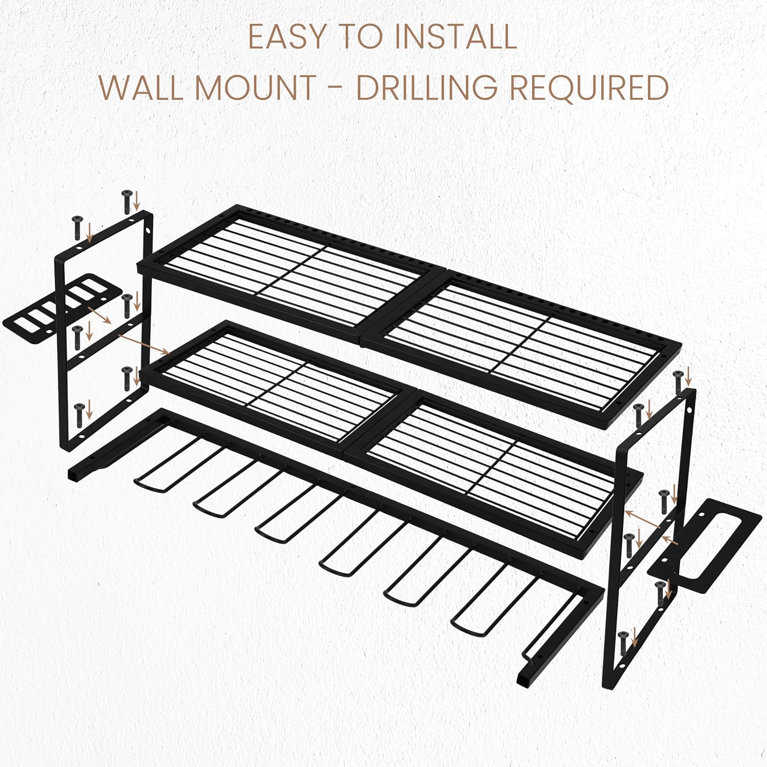 BELLE VOUS Scaffale da Parete in Metallo, Nero - immagine 5