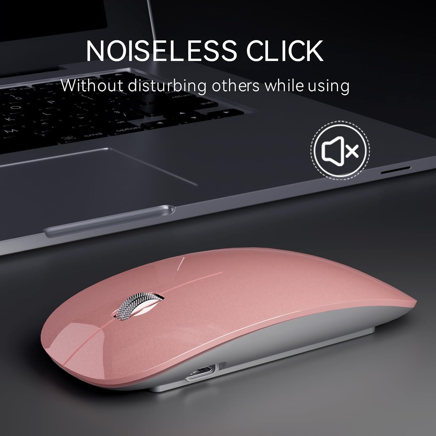 Uiosmuph G11 Mouse Wireless Ricaricabile, Oro Rosa - immagine 3