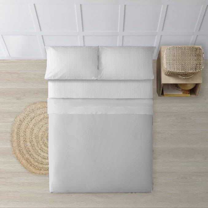 JUEGO DE SÁBANAS 100% ALGODÓN MODELO PAPAMOA GRIS LISO PARA CAMA DE 90.