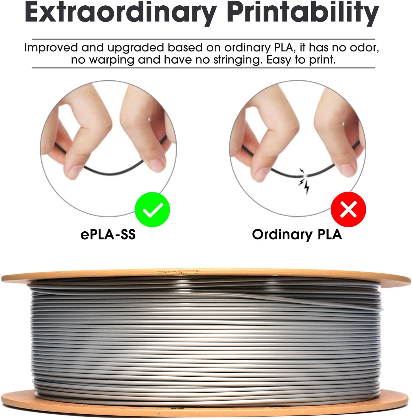 Esun Filamento PLA 1.75mm per Stampanti 3D, Argento - immagine 3