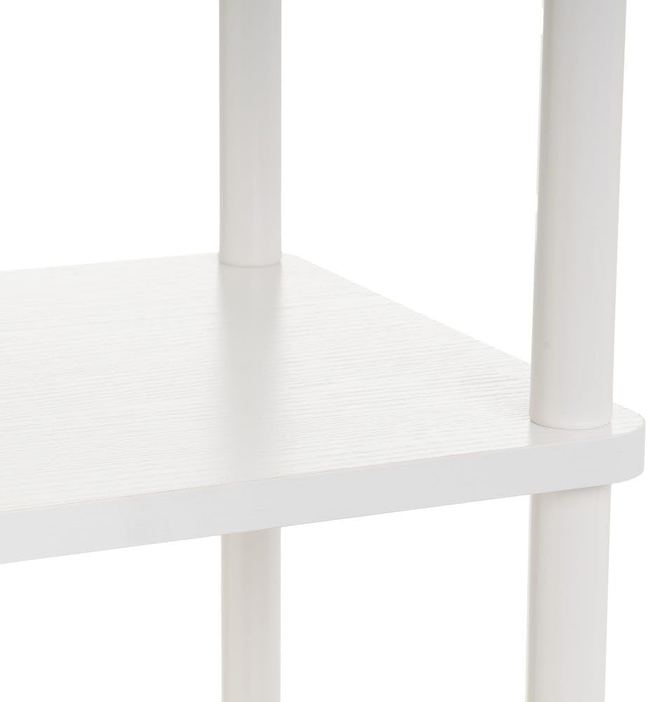 Scaffale da pavimento con 4 ripiani in MDF e metallo bianco - immagine 3