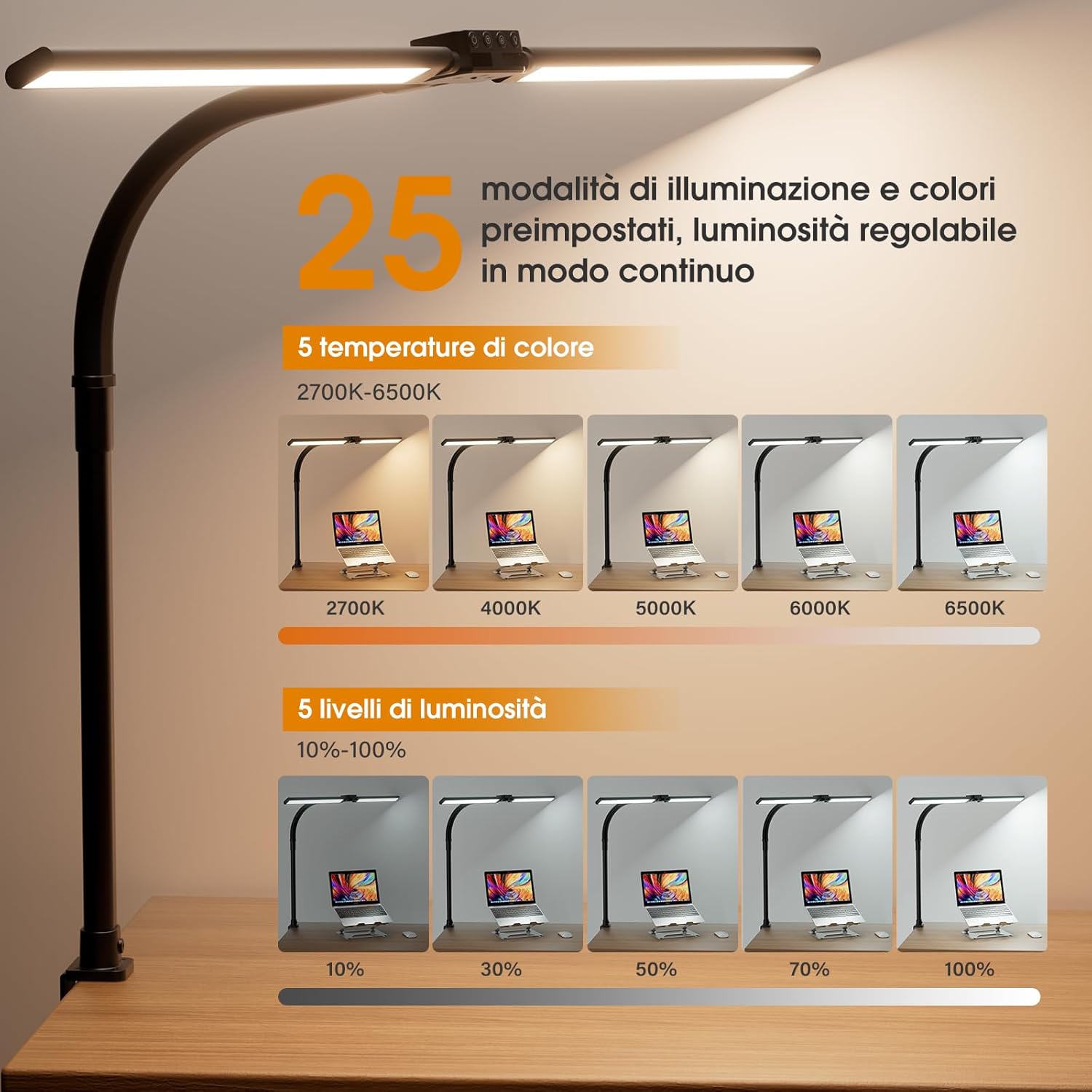 SIBRILLE Lampada da Scrivania Architetto Ruotabile, Nero - immagine 4