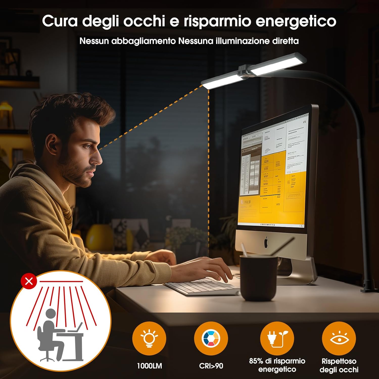 SIBRILLE Lampada da Scrivania Architetto Ruotabile, Nero - immagine 5