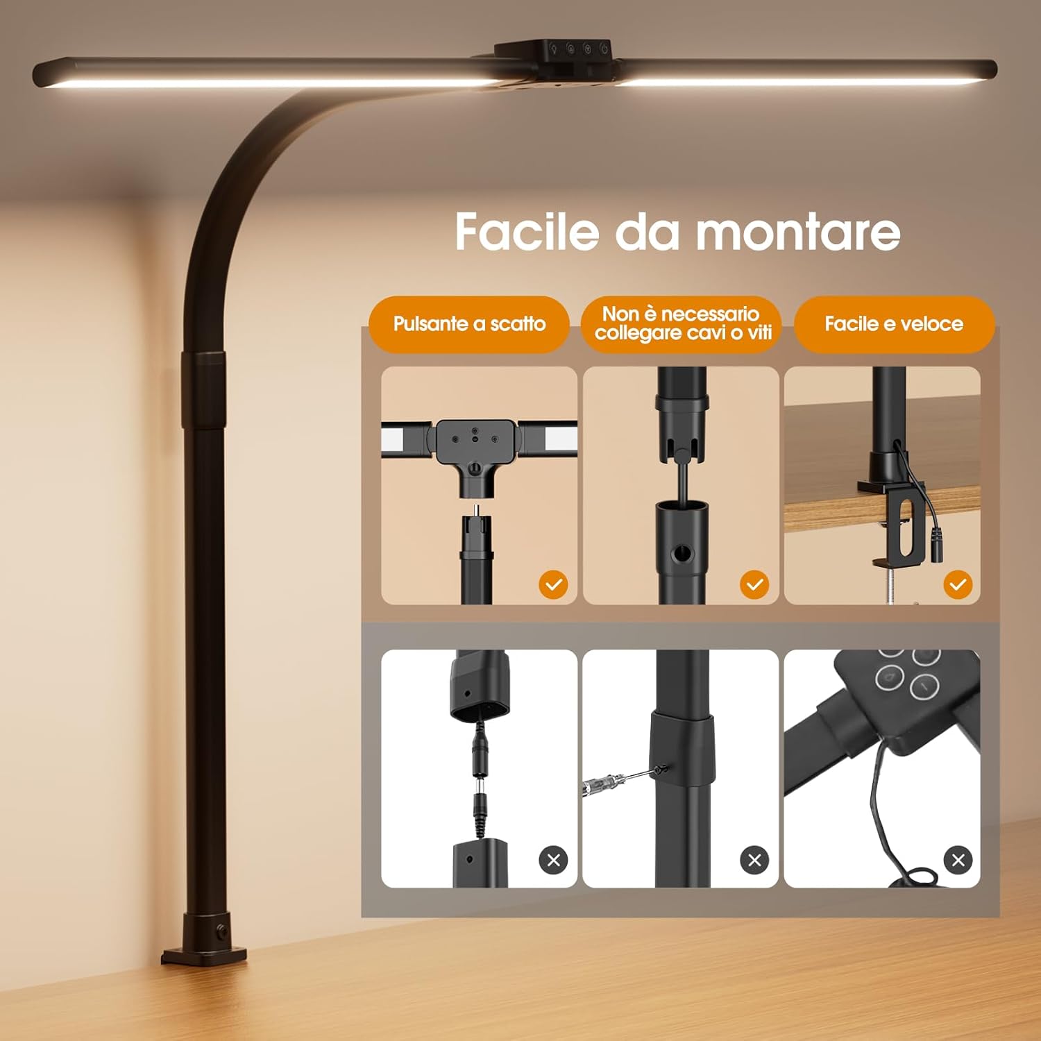 SIBRILLE Lampada da Scrivania Architetto Ruotabile, Nero - immagine 7