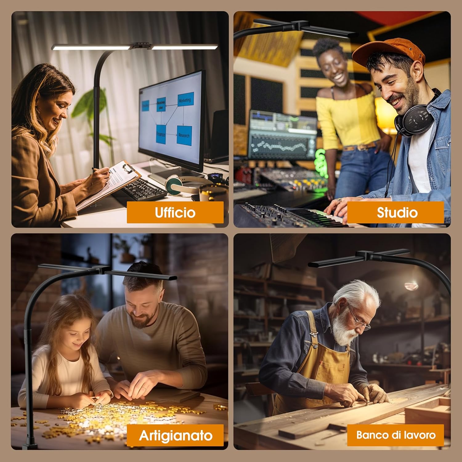 SIBRILLE Lampada da Scrivania Architetto Ruotabile, Nero - immagine 8