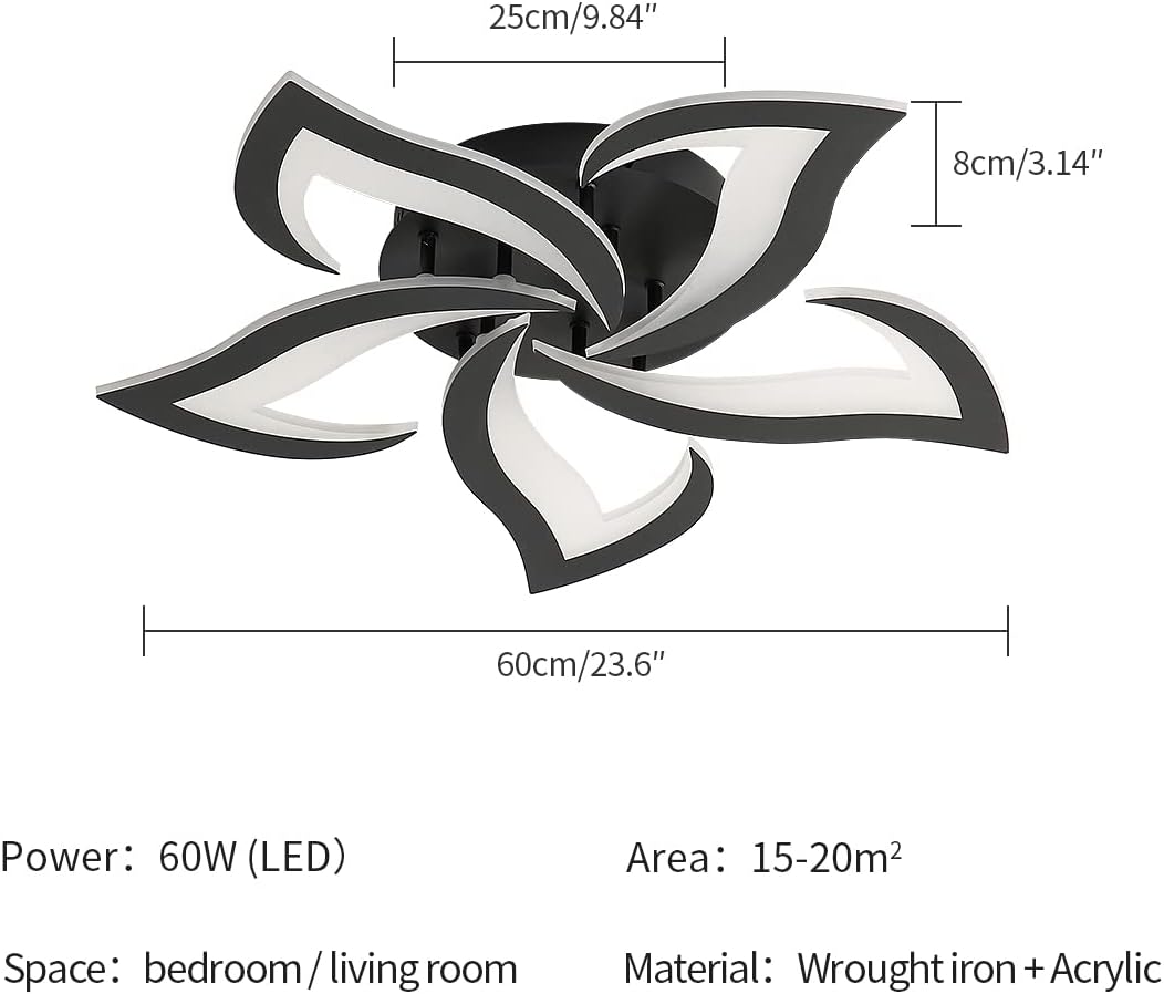 Riserva Plafoniera LED Moderna 60W 6500LM, Nera - immagine 4