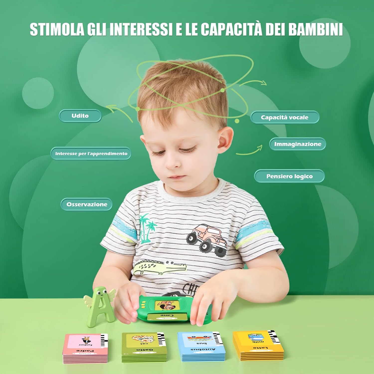 Talking Flash Cards Parlanti - Giocattoli Educativi, Verde - immagine 2
