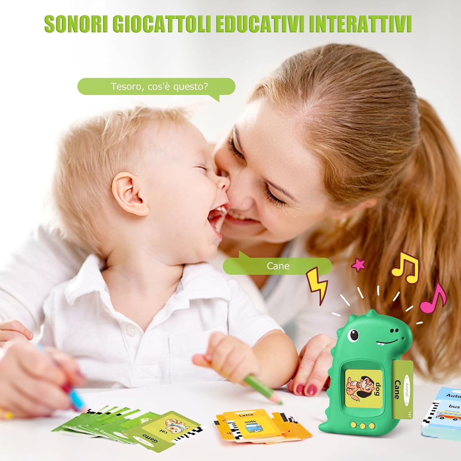 Talking Flash Cards Parlanti - Giocattoli Educativi, Verde - immagine 4